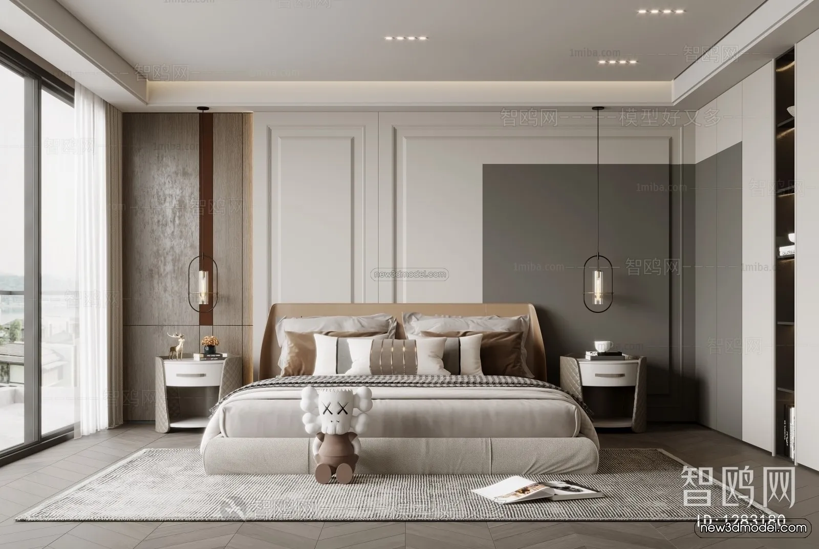 Modern Style Interior 3D Blocks – Bedroom 3D Model – 205 – VRAY