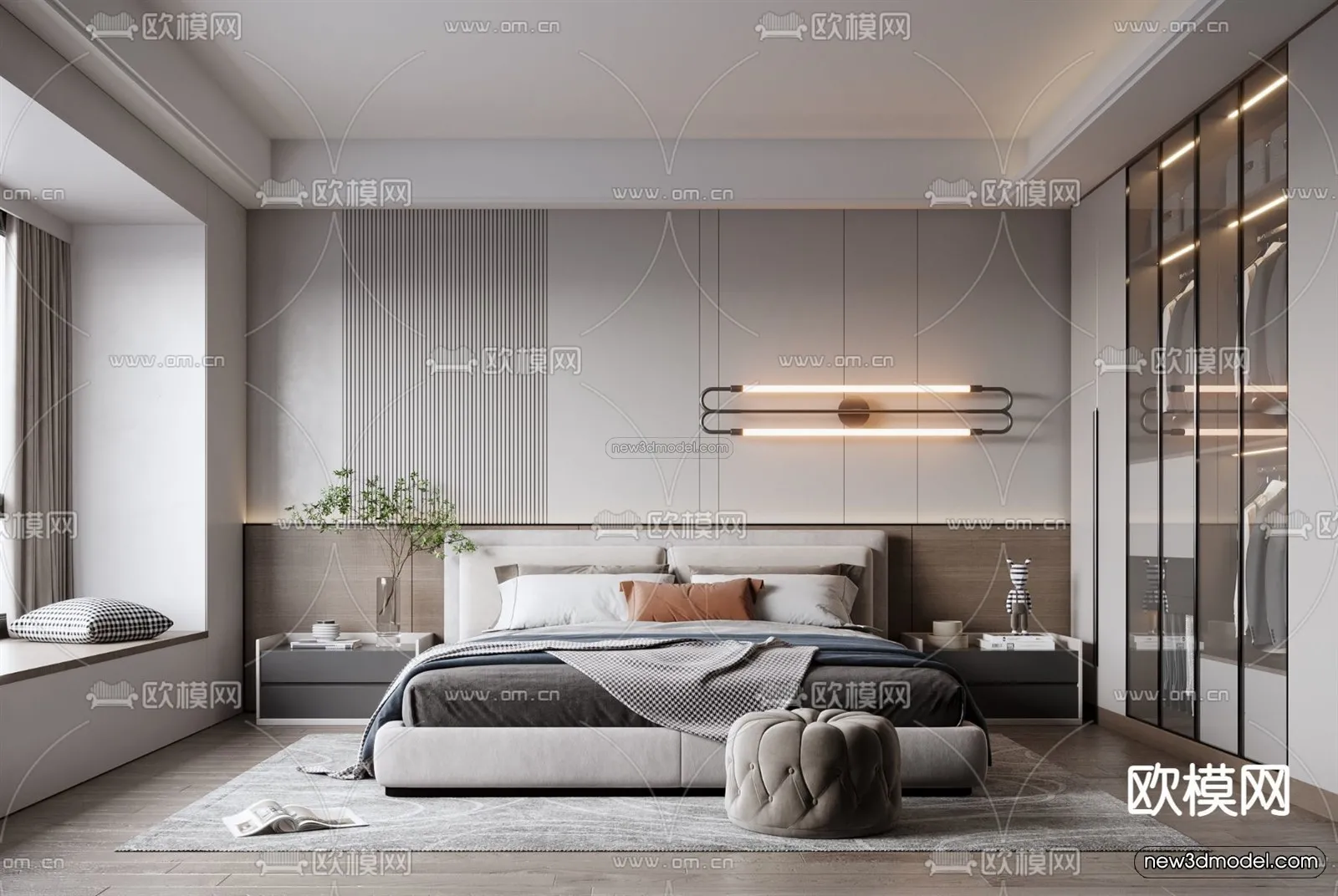 Modern Style Interior 3D Blocks – Bedroom 3D Model – 206 – VRAY