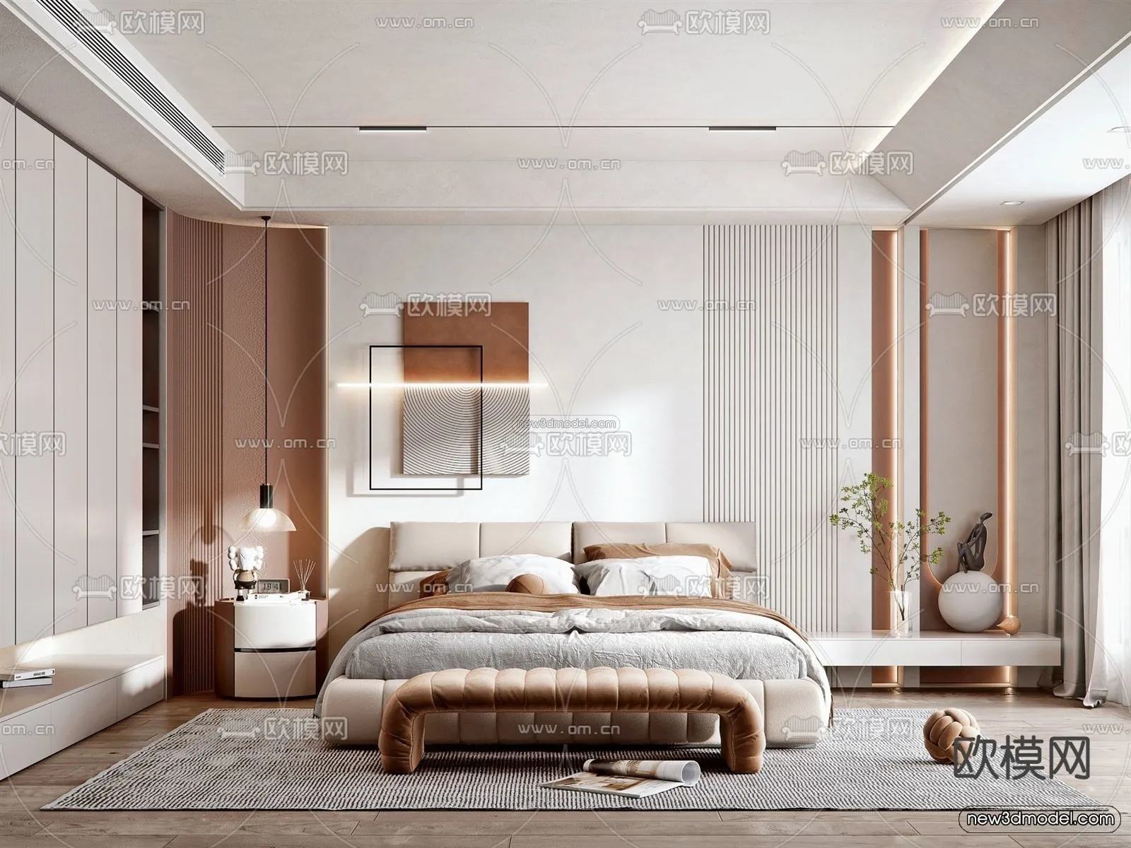 Modern Style Interior 3D Blocks – Bedroom 3D Model – 209 – VRAY