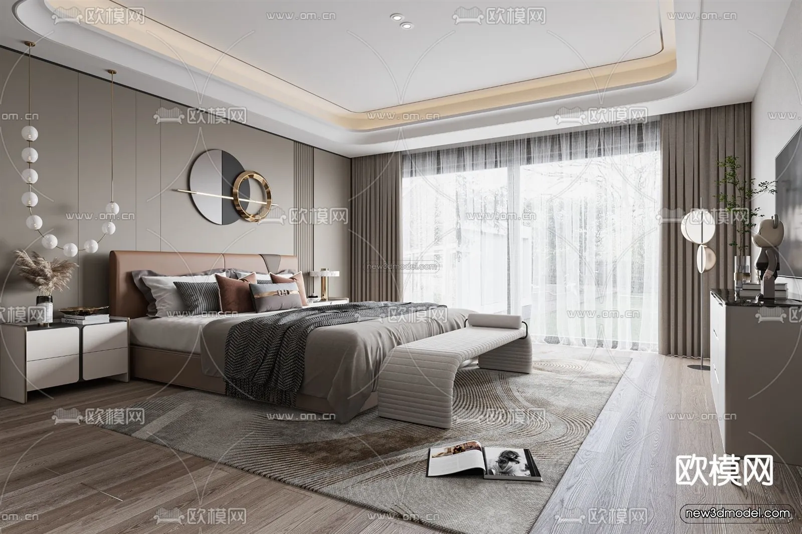 Modern Style Interior 3D Blocks – Bedroom 3D Model – 210 – VRAY