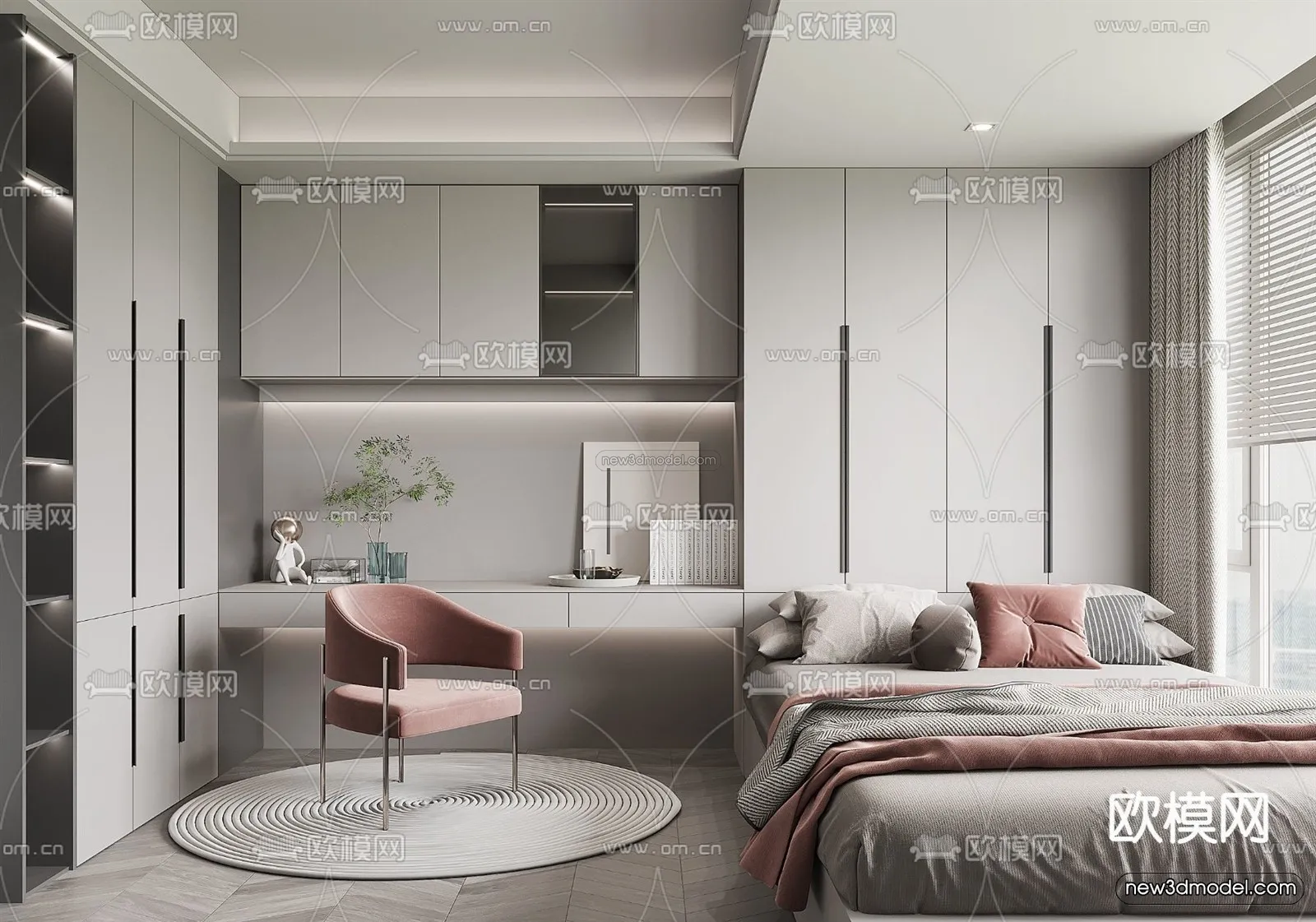 Modern Style Interior 3D Blocks – Bedroom 3D Model – 213 – VRAY