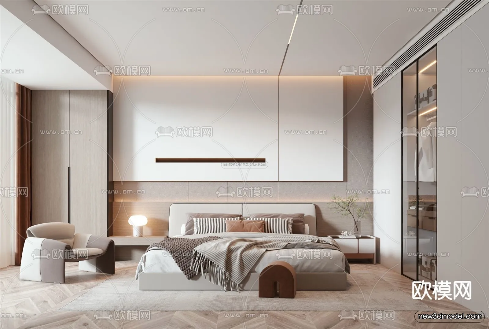 Modern Style Interior 3D Blocks – Bedroom 3D Model – 216 – VRAY