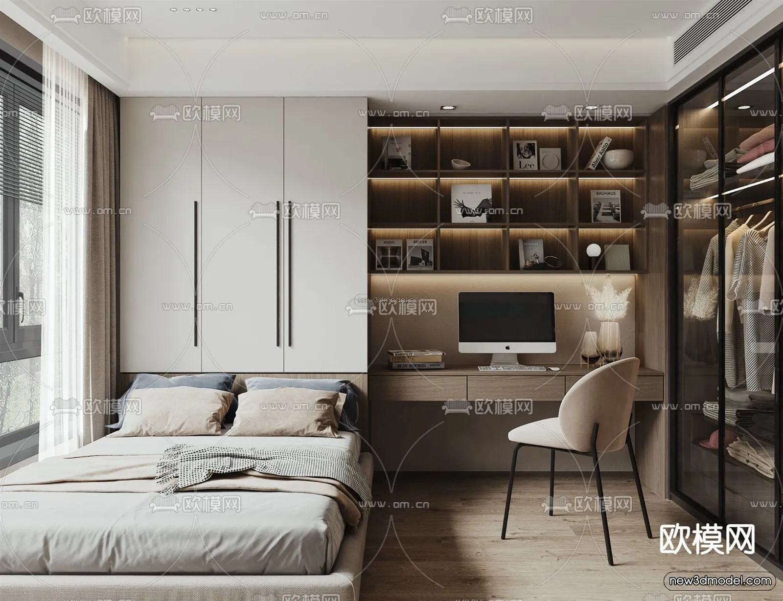 Modern Style Interior 3D Blocks – Bedroom 3D Model – 218 – VRAY