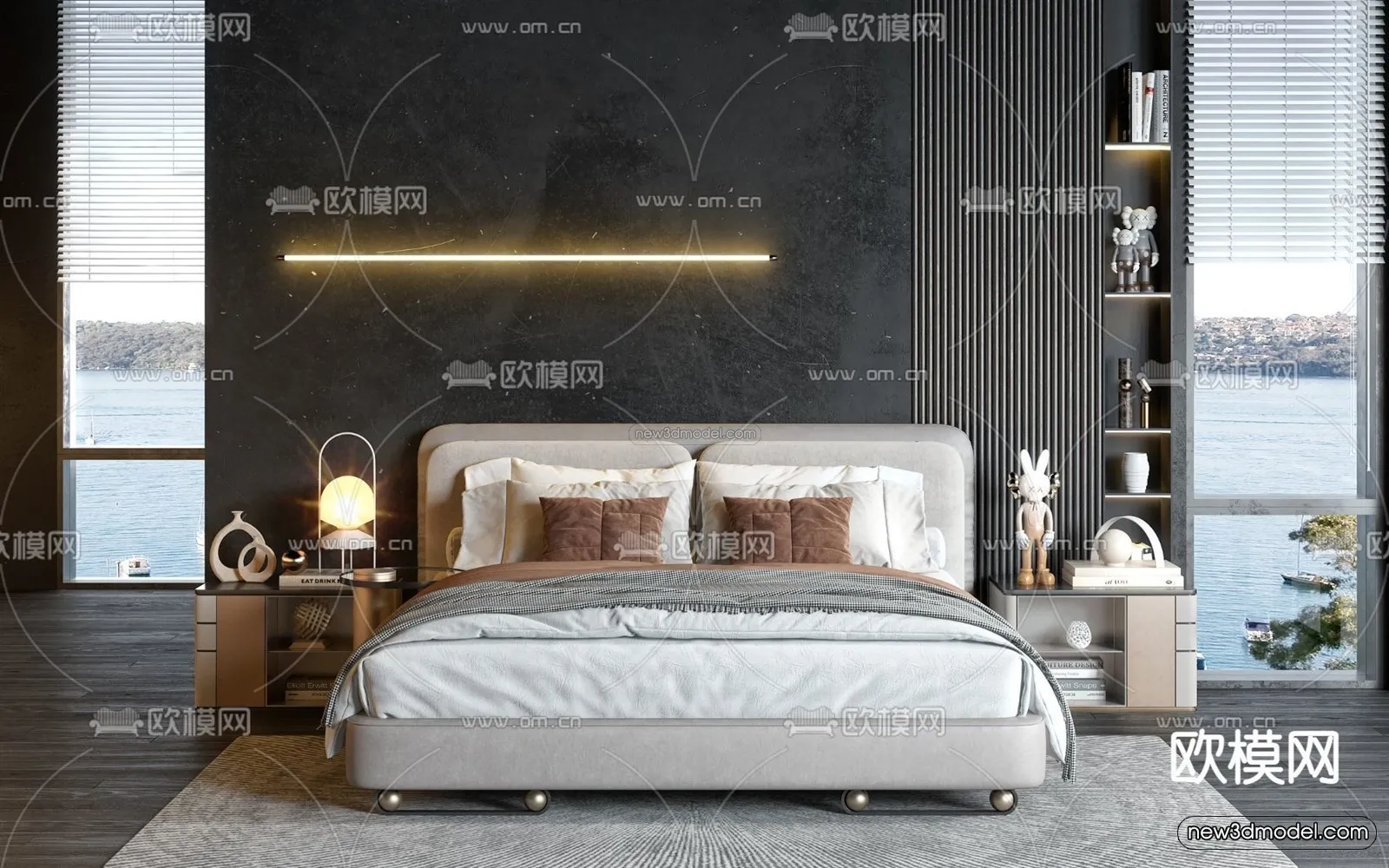 Modern Style Interior 3D Blocks – Bedroom 3D Model – 221 – VRAY