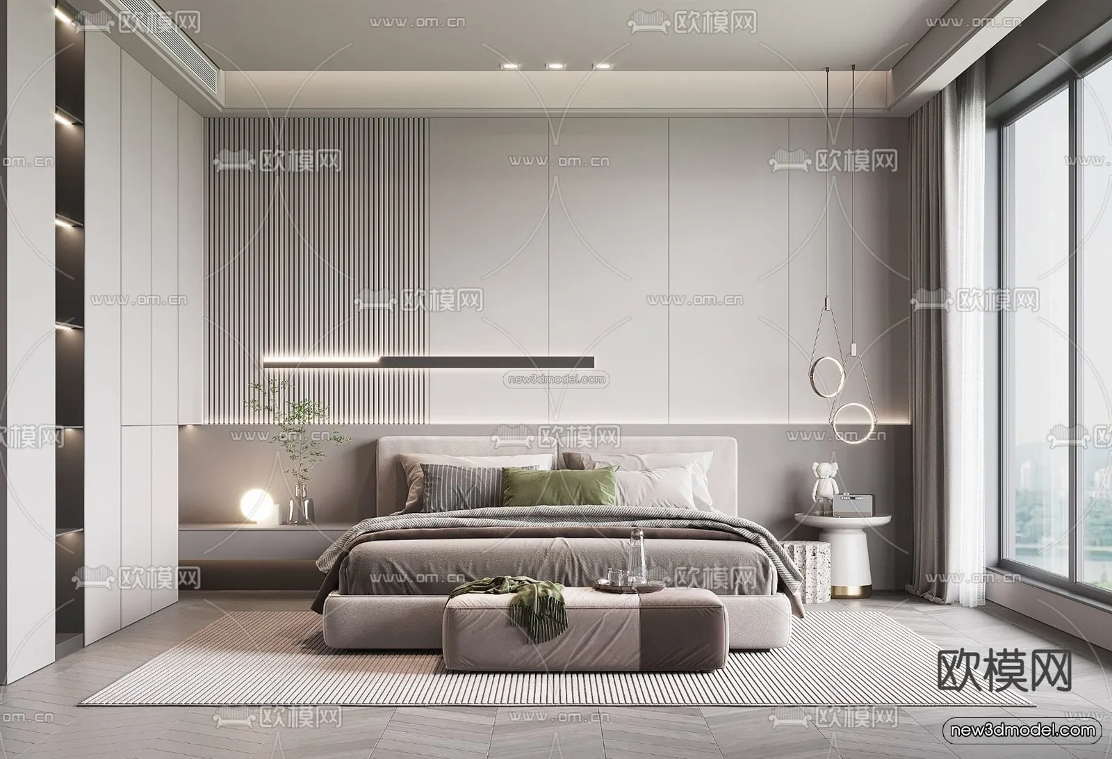 Modern Style Interior 3D Blocks – Bedroom 3D Model – 222 – VRAY