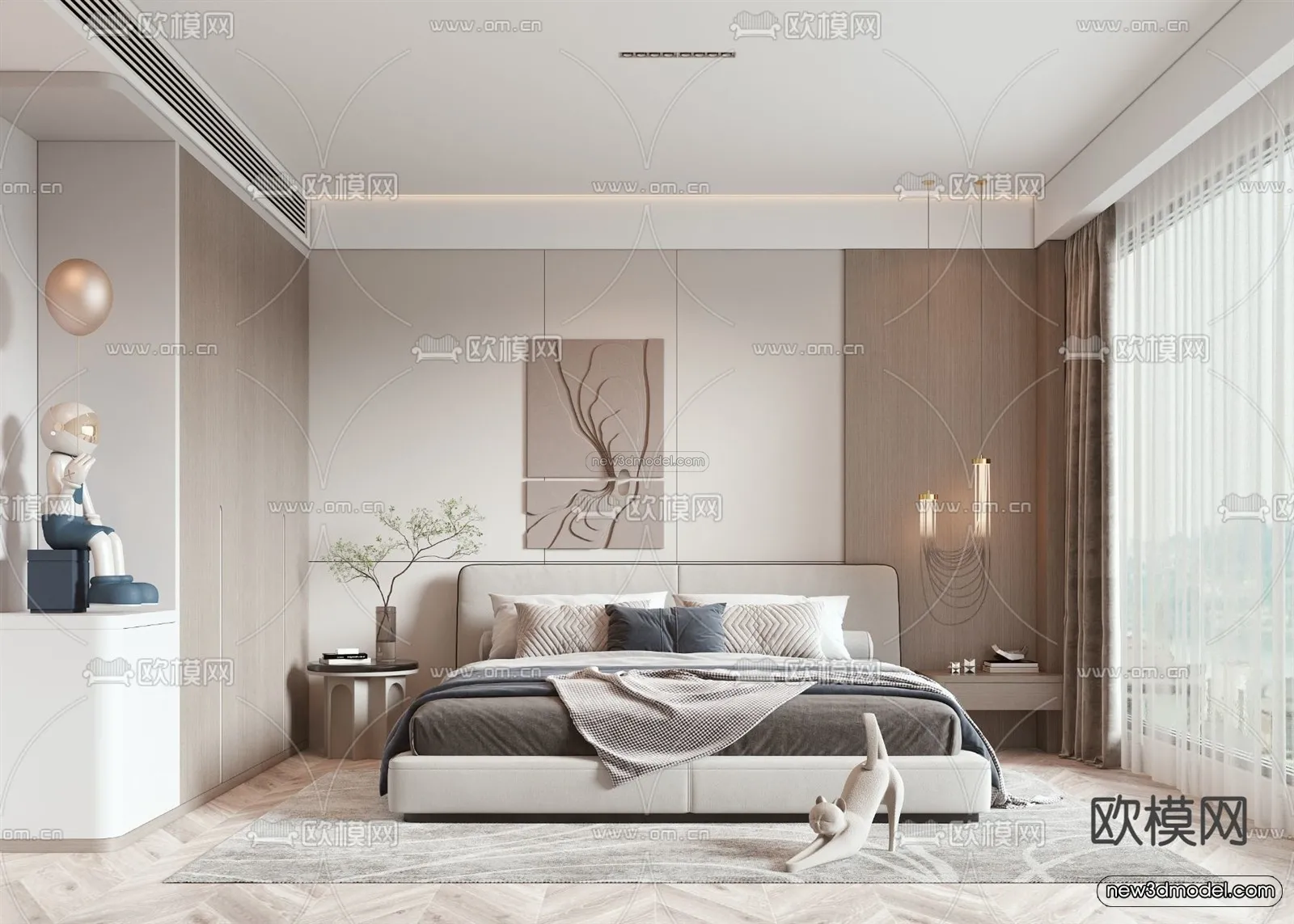 Modern Style Interior 3D Blocks – Bedroom 3D Model – 224 – VRAY