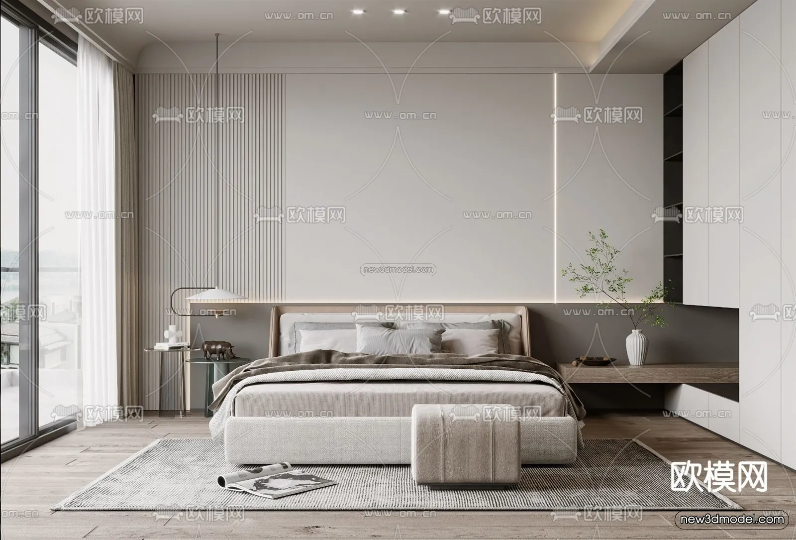 Modern Style Interior 3D Blocks – Bedroom 3D Model – 226 – VRAY