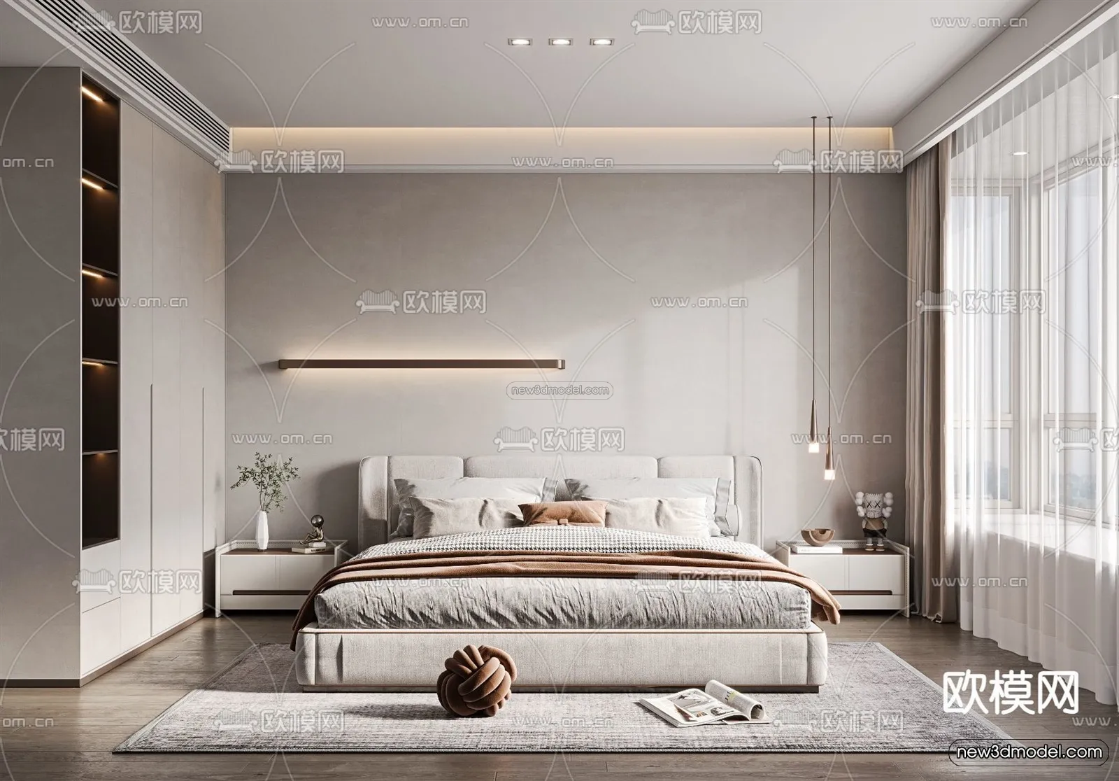 Modern Style Interior 3D Blocks – Bedroom 3D Model – 227 – VRAY