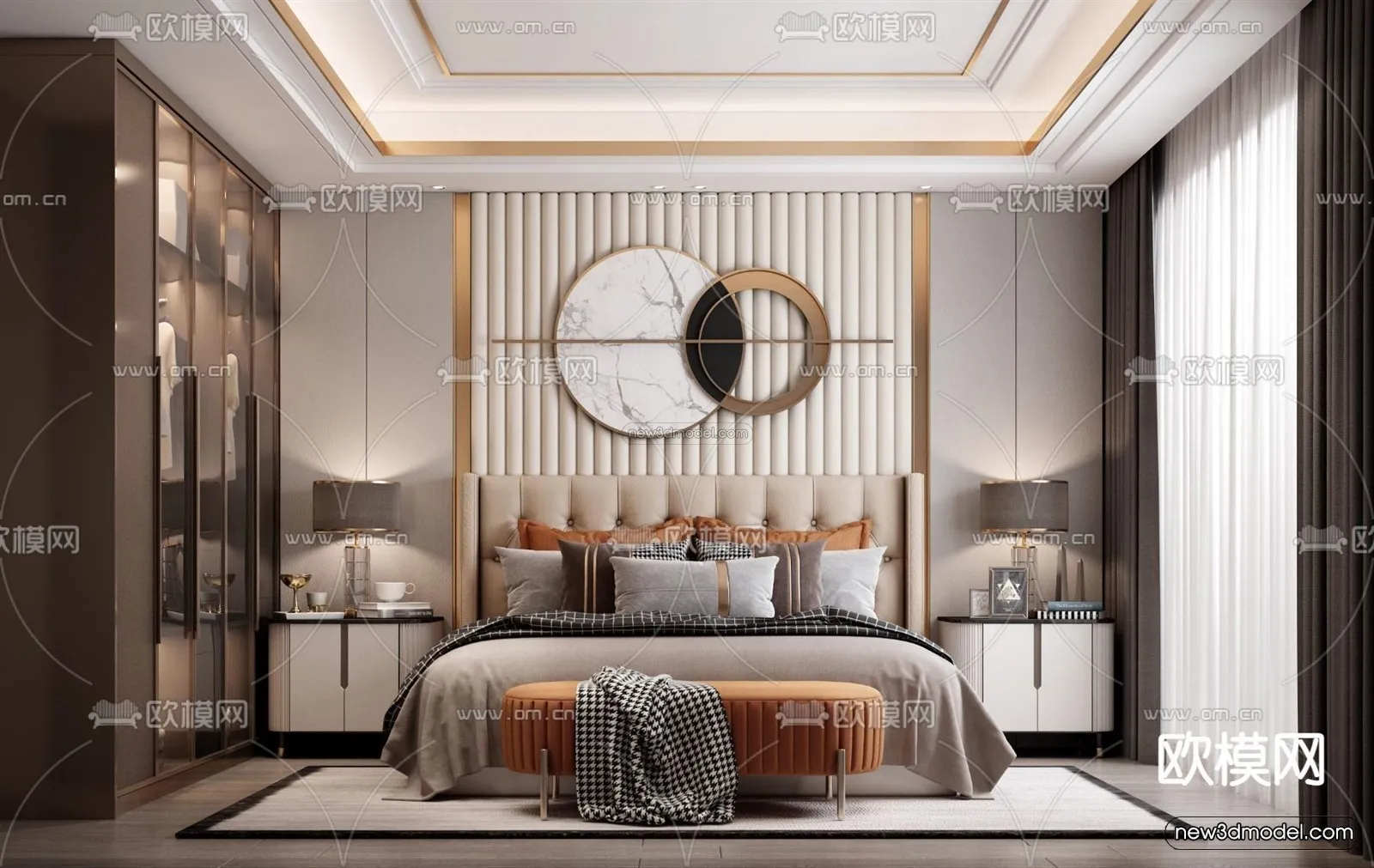 Modern Style Interior 3D Blocks – Bedroom 3D Model – 230 – VRAY