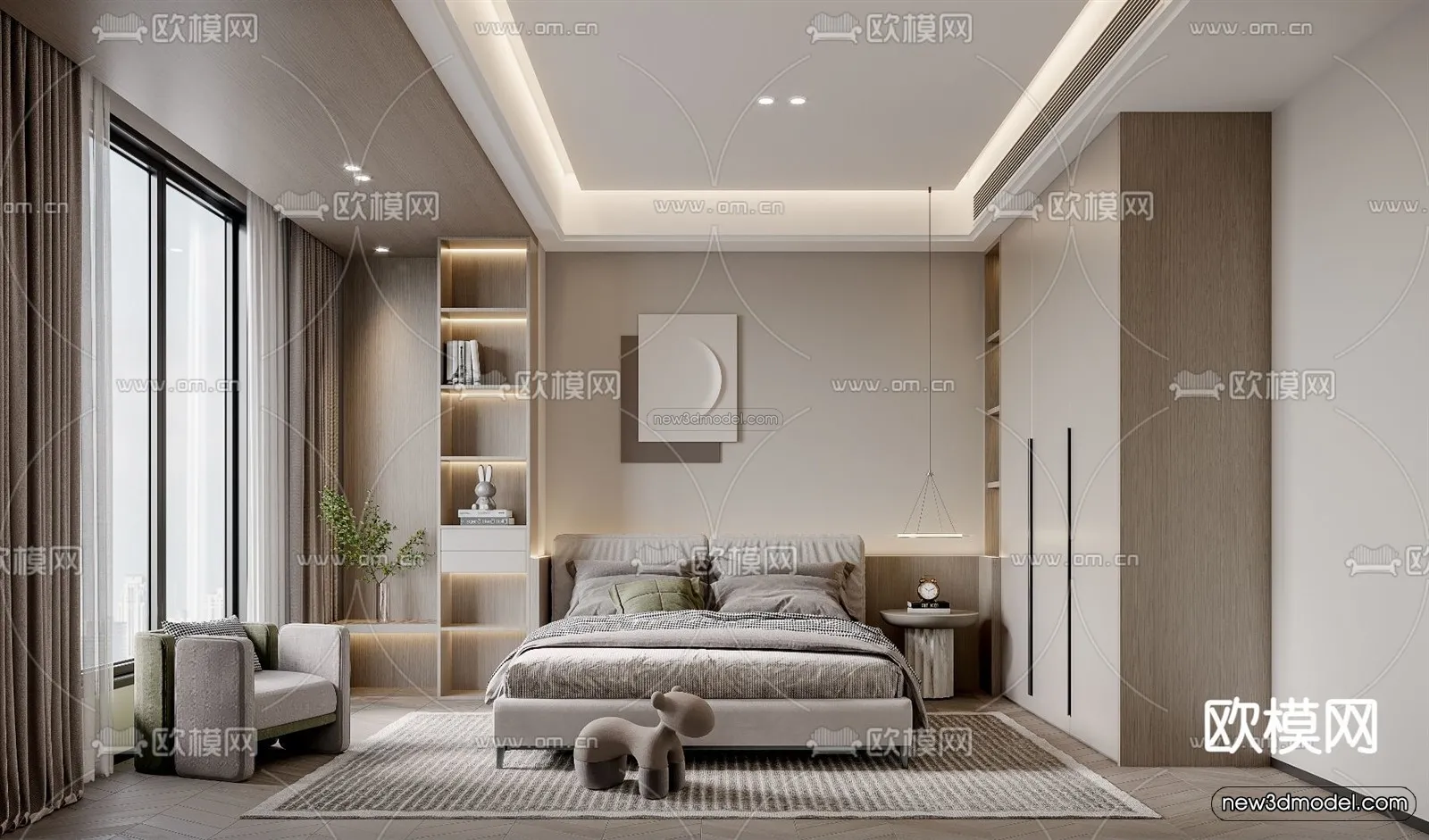 Modern Style Interior 3D Blocks – Bedroom 3D Model – 231 – VRAY