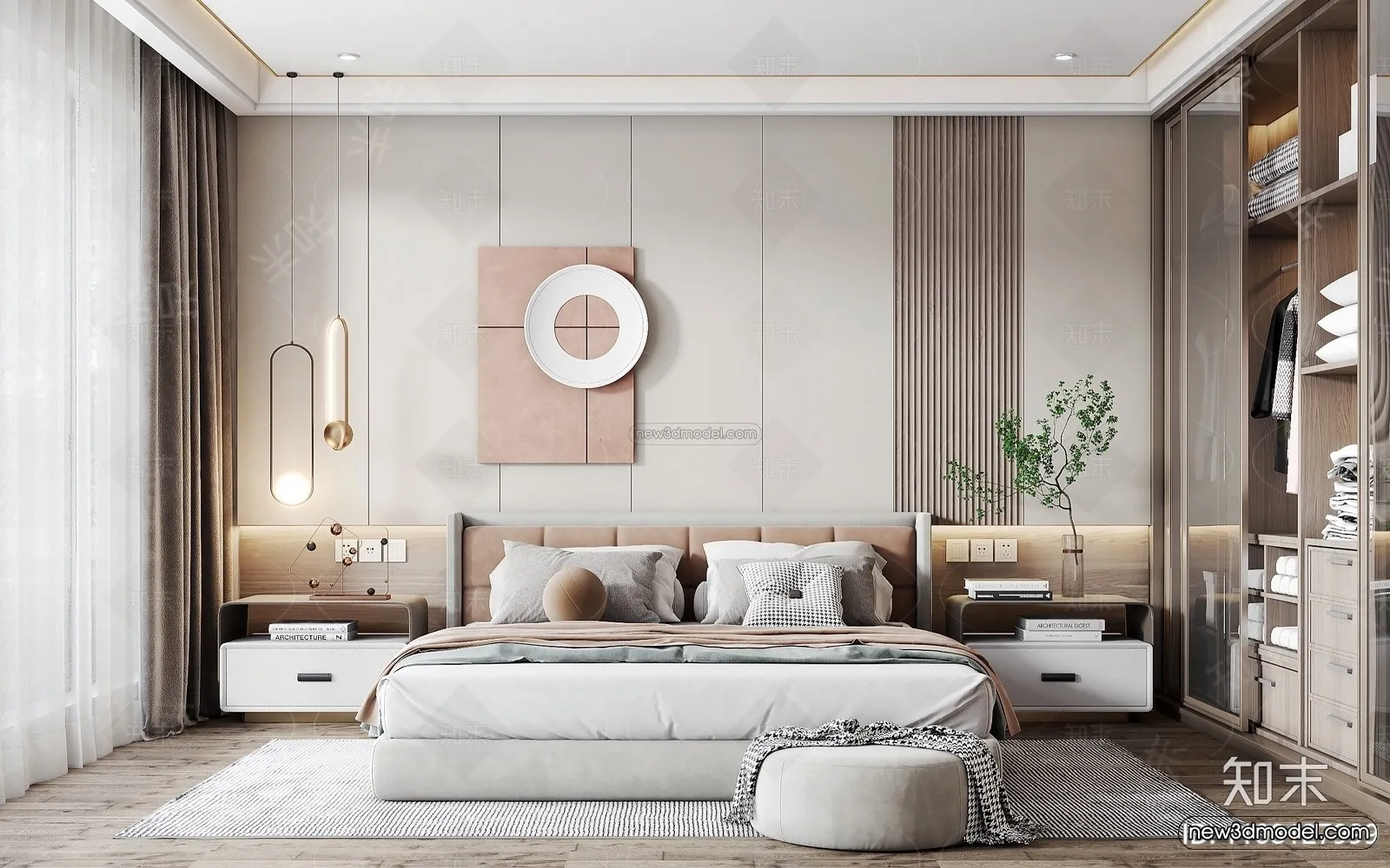 Modern Style Interior 3D Blocks – Bedroom 3D Model – 234 – VRAY