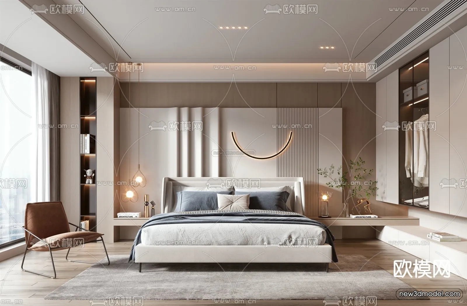 Modern Style Interior 3D Blocks – Bedroom 3D Model – 236 – VRAY