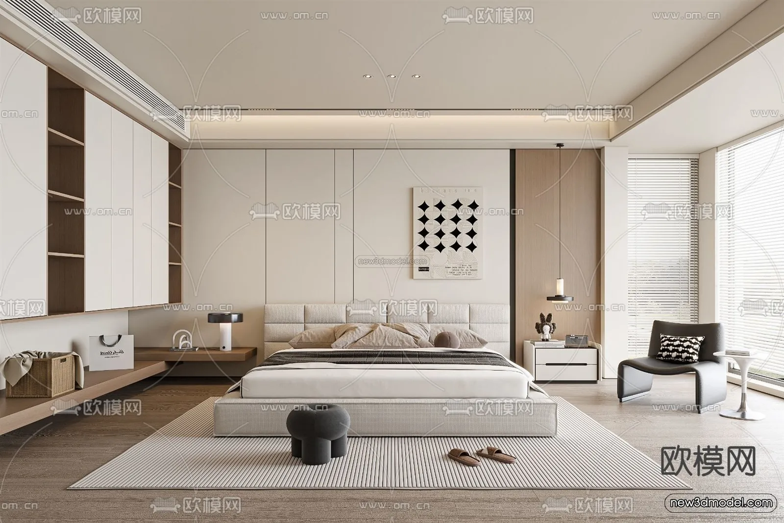 Modern Style Interior 3D Blocks – Bedroom 3D Model – 237 – VRAY