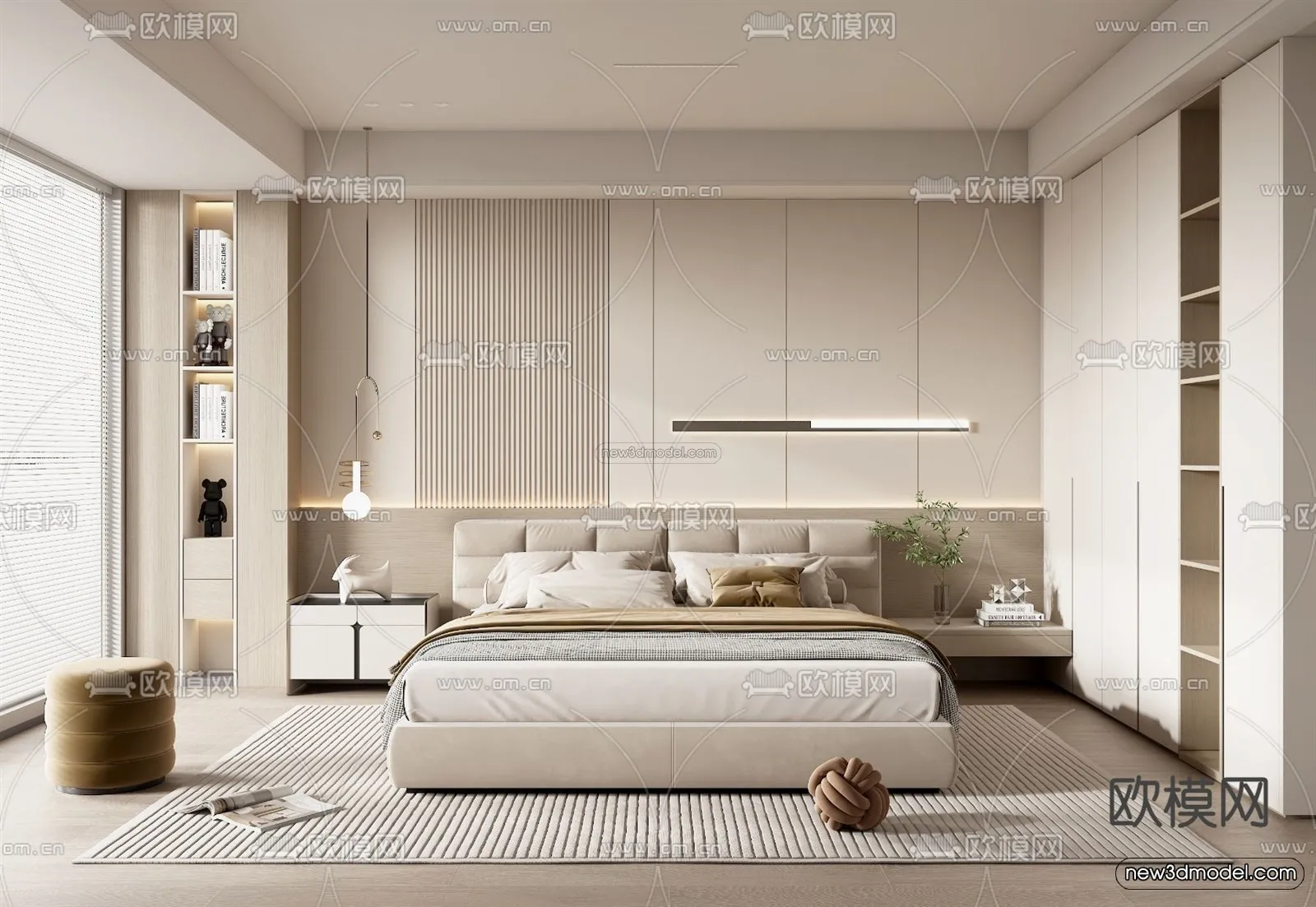 Modern Style Interior 3D Blocks – Bedroom 3D Model – 242 – VRAY