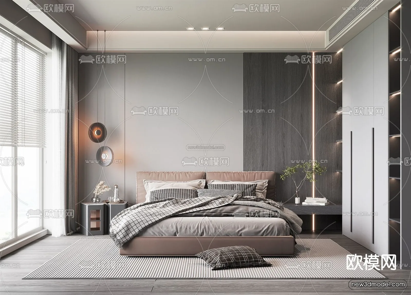 Modern Style Interior 3D Blocks – Bedroom 3D Model – 243 – VRAY