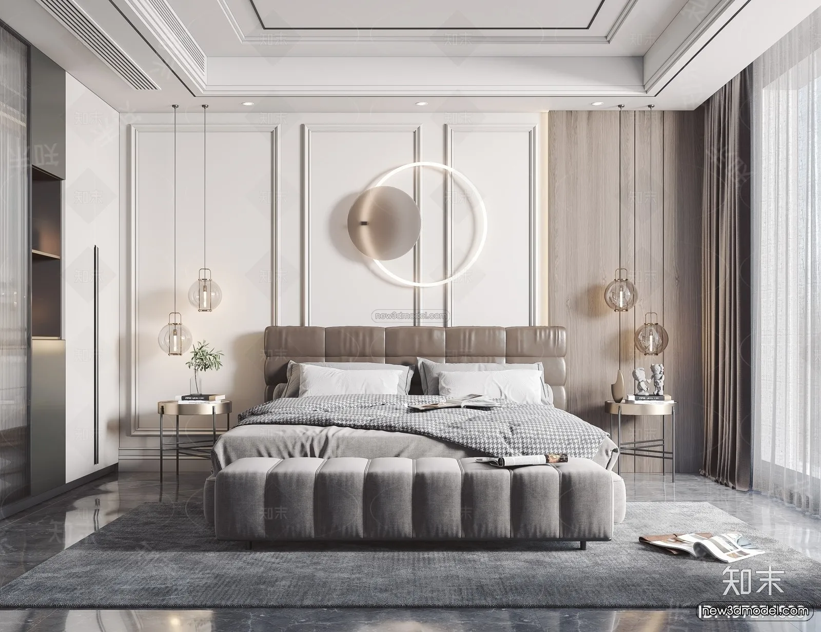 Modern Style Interior 3D Blocks – Bedroom 3D Model – 244 – VRAY