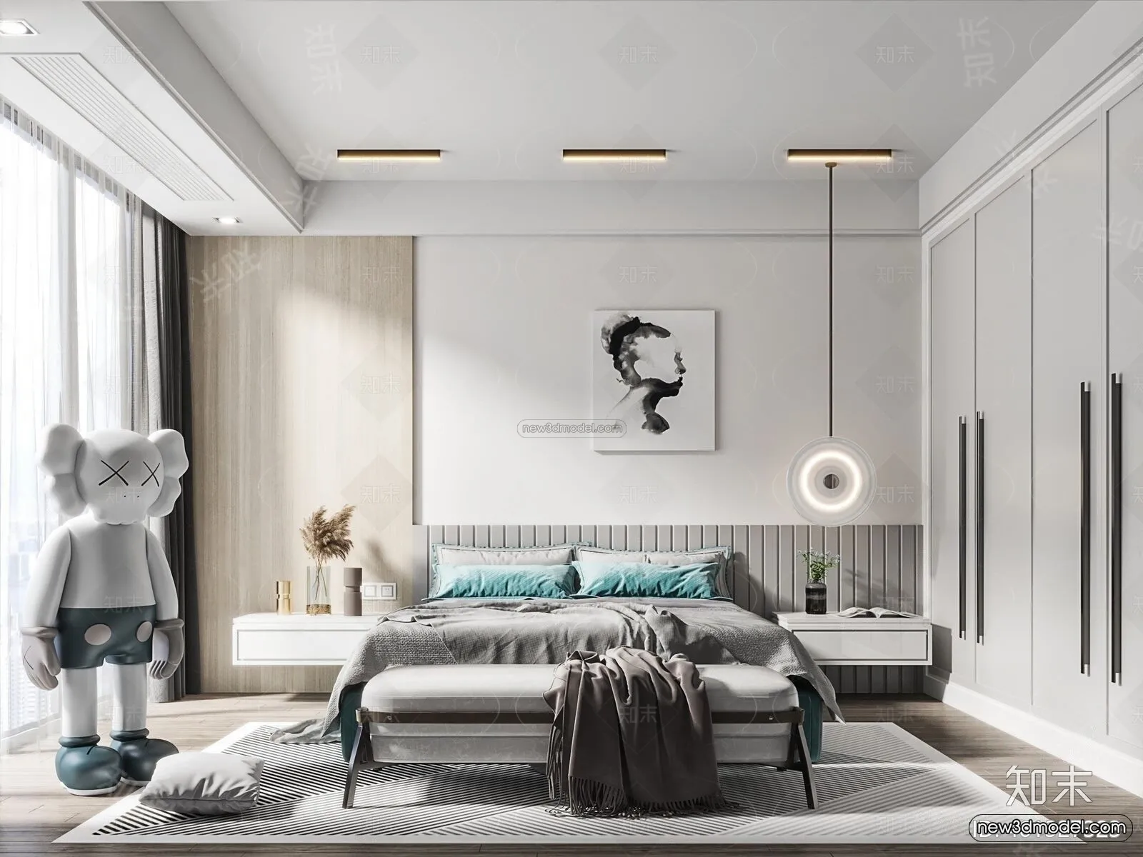 Modern Style Interior 3D Blocks – Bedroom 3D Model – 245 – VRAY
