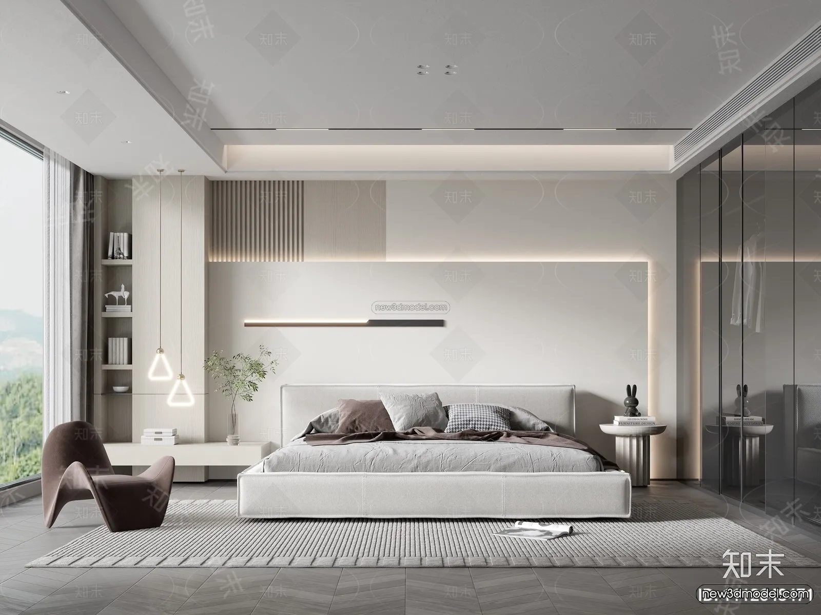 Modern Style Interior 3D Blocks – Bedroom 3D Model – 246 – VRAY