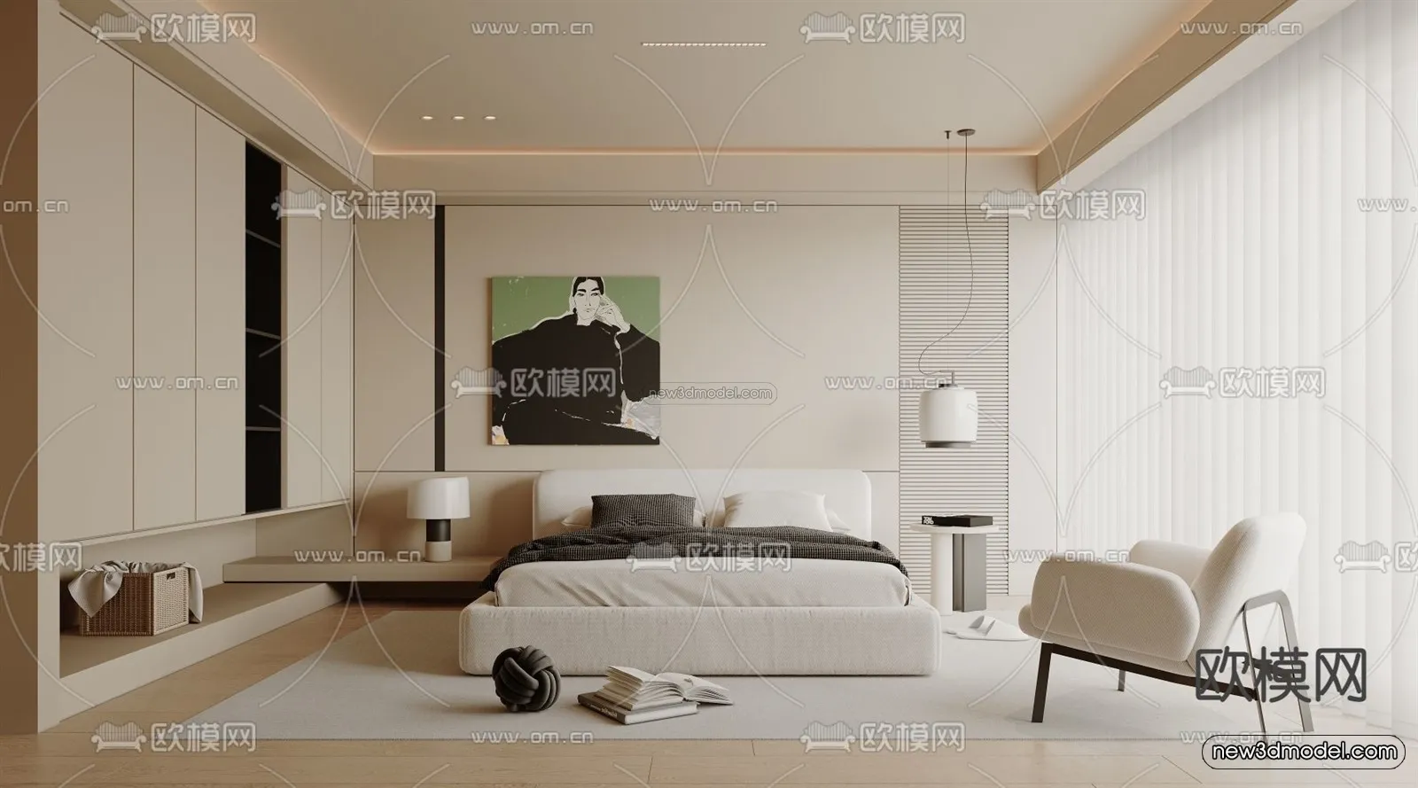 Modern Style Interior 3D Blocks – Bedroom 3D Model – 247 – VRAY