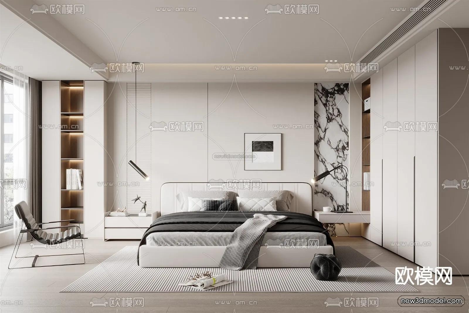 Modern Style Interior 3D Blocks – Bedroom 3D Model – 248 – VRAY