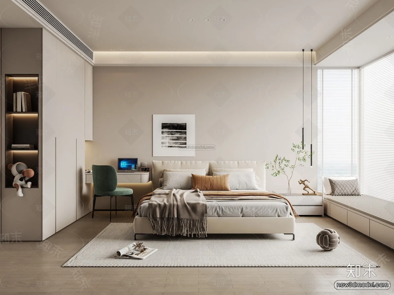 Modern Style Interior 3D Blocks – Bedroom 3D Model – 249 – VRAY