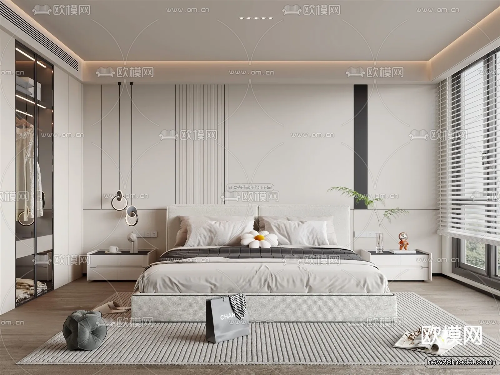 Modern Style Interior 3D Blocks – Bedroom 3D Model – 250 – CORONA