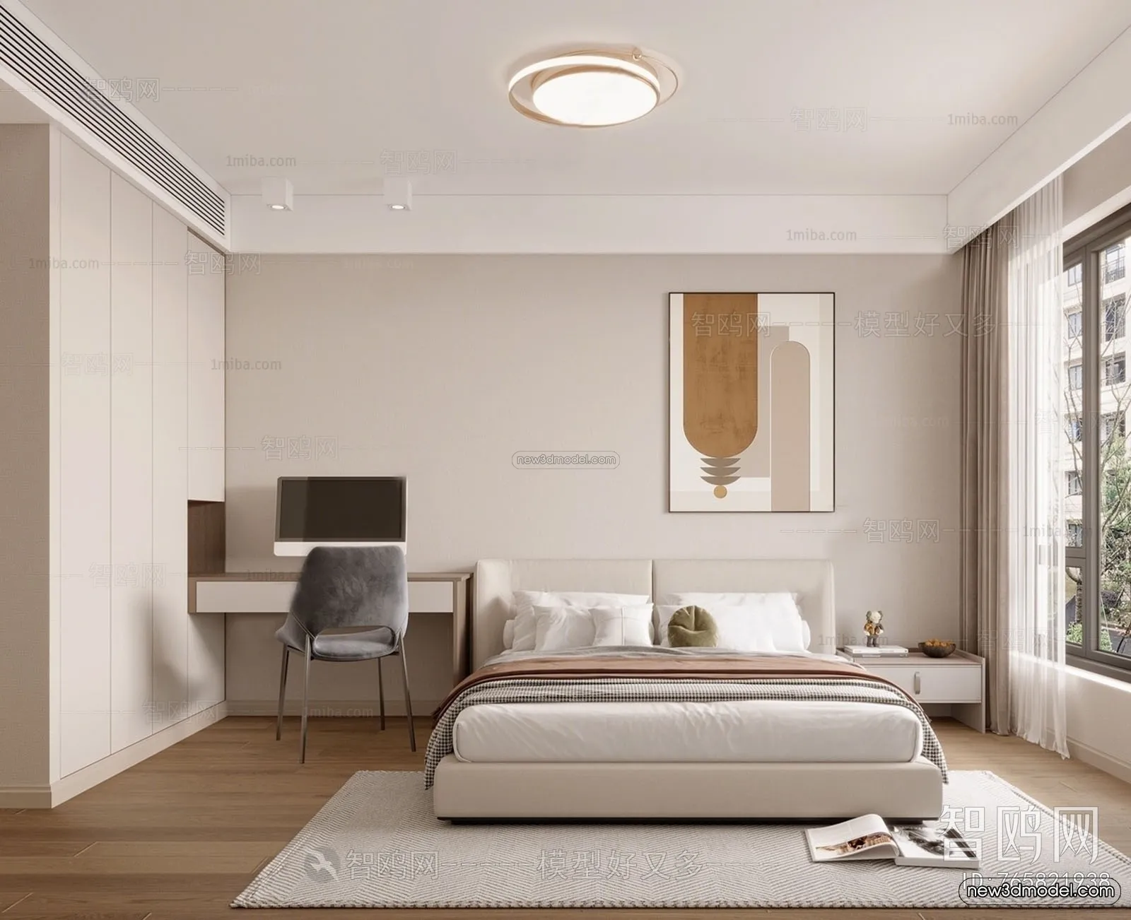Modern Style Interior 3D Blocks – Bedroom 3D Model – 251 – VRAY