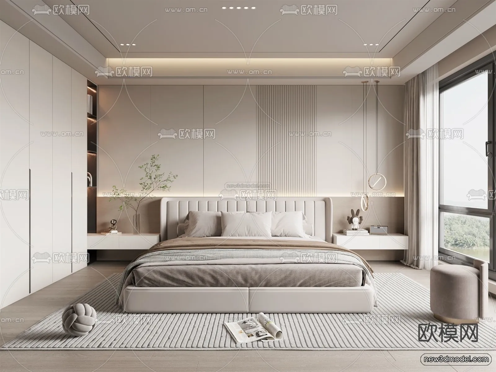 Modern Style Interior 3D Blocks – Bedroom 3D Model – 252 – VRAY