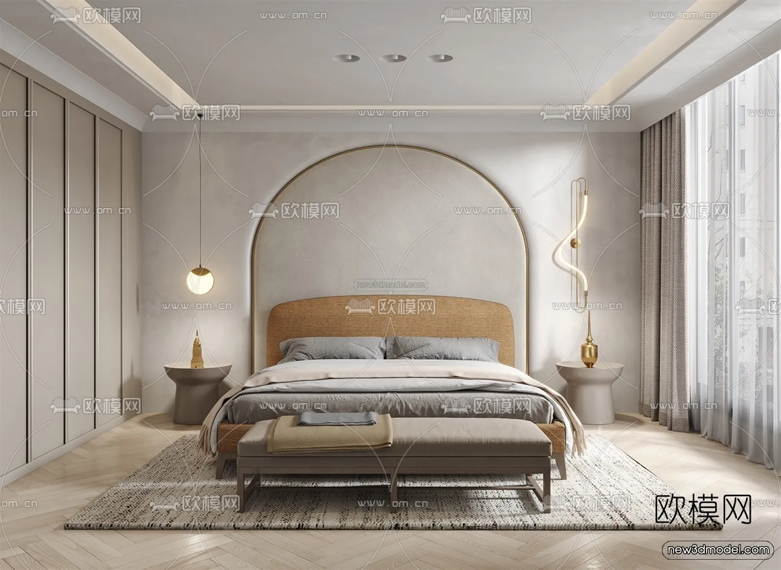 Modern Style Interior 3D Blocks – Bedroom 3D Model – 258 – VRAY