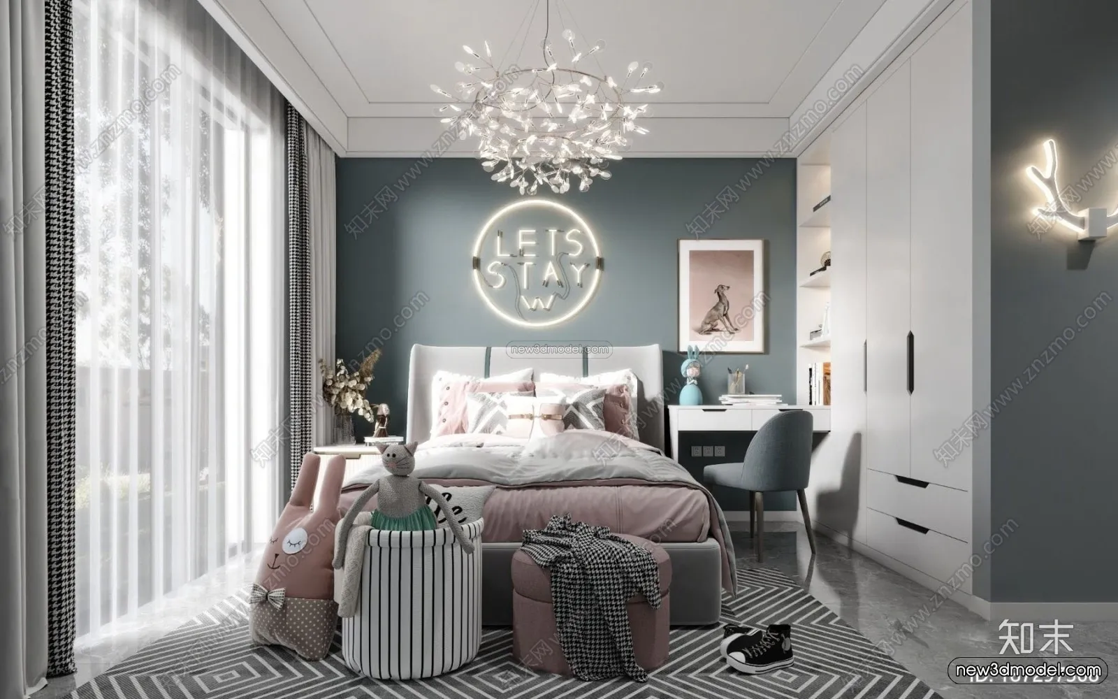 Modern Style Interior 3D Blocks – Bedroom 3D Model – 259 – VRAY