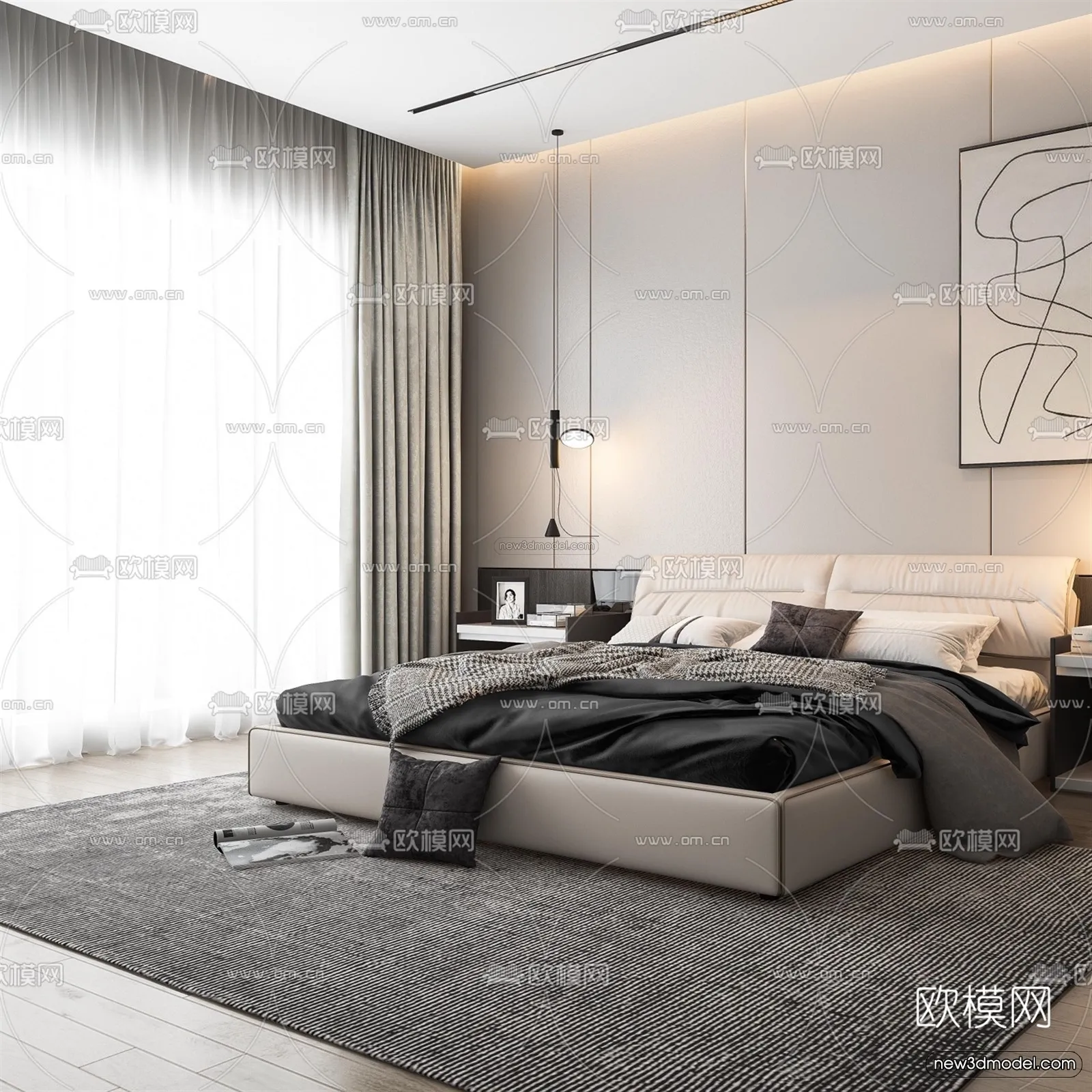 Modern Style Interior 3D Blocks – Bedroom 3D Model – 260 – VRAY