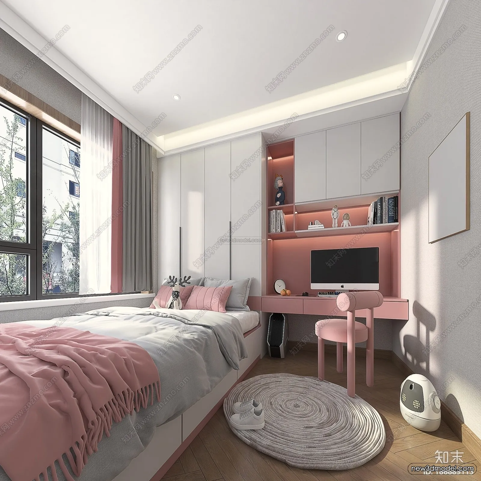 Modern Style Interior 3D Blocks – Bedroom 3D Model – 261 – VRAY