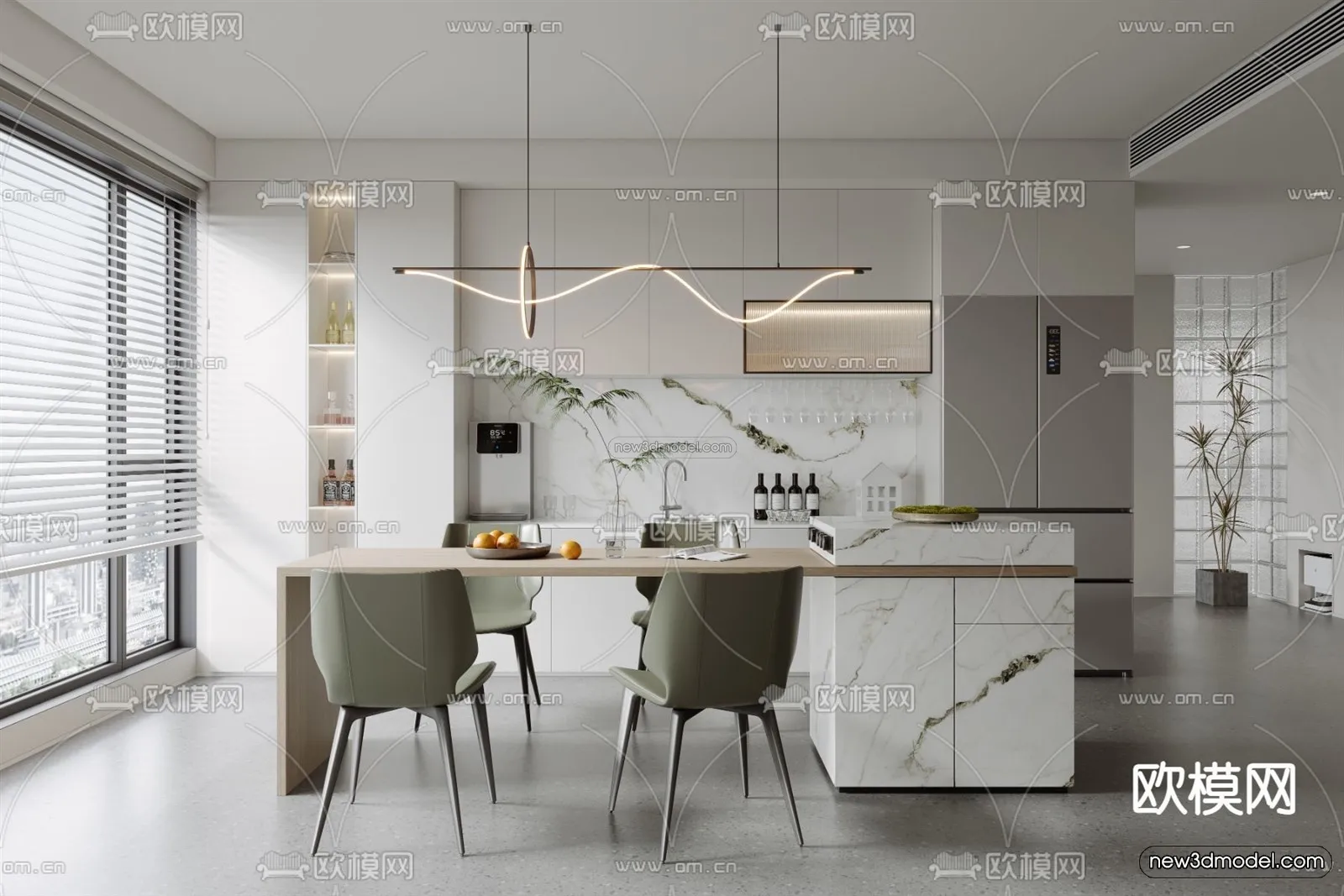 Modern Style Interior 3D Blocks – Dining Room 3D Model – 149 – VRAY Modern Style Interior 3D Blocks – Dining Room 3D Model – 149 – VRAY