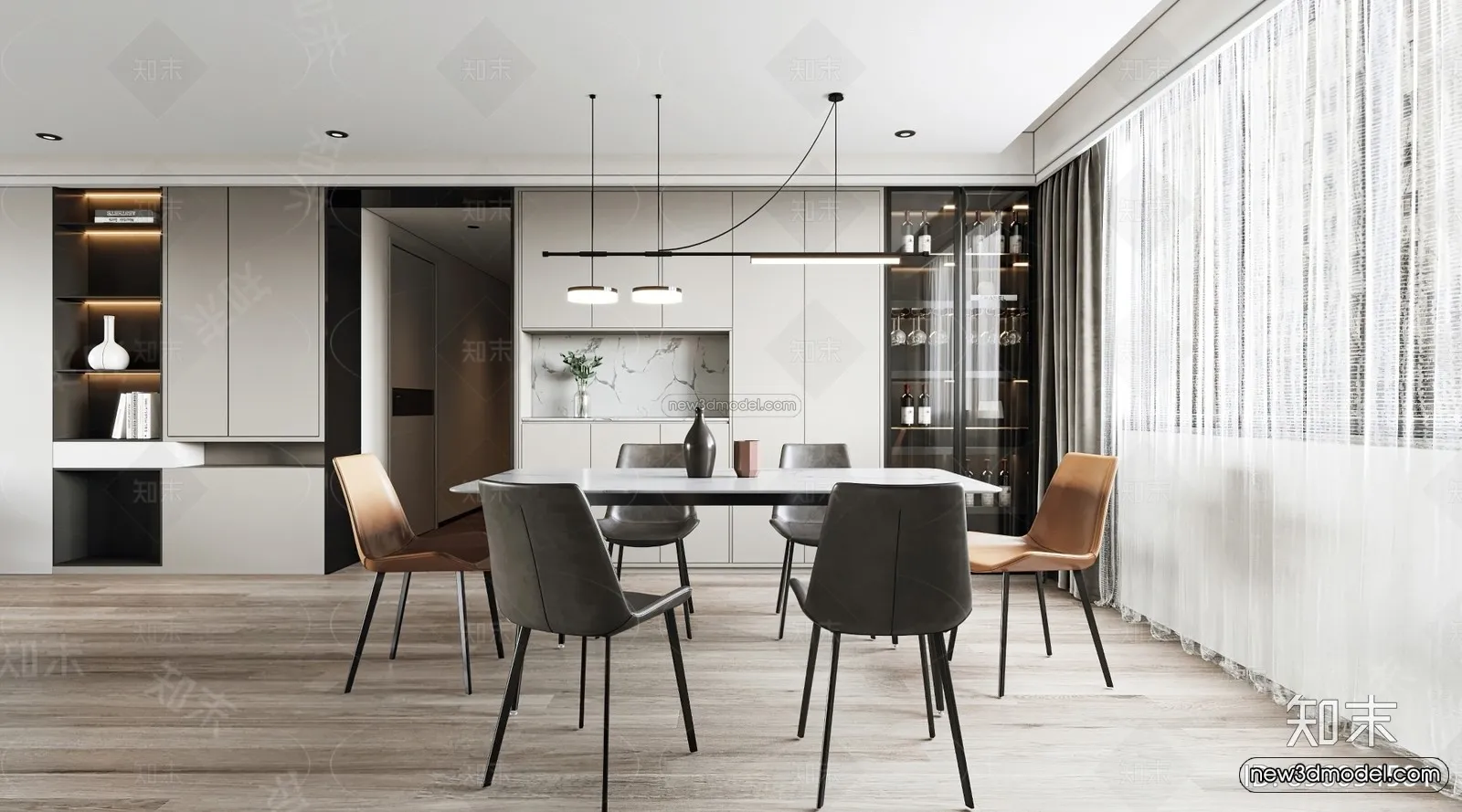 Modern Style Interior 3D Blocks – Dining Room 3D Model – 150 – VRAY Modern Style Interior 3D Blocks – Dining Room 3D Model – 150 – VRAY