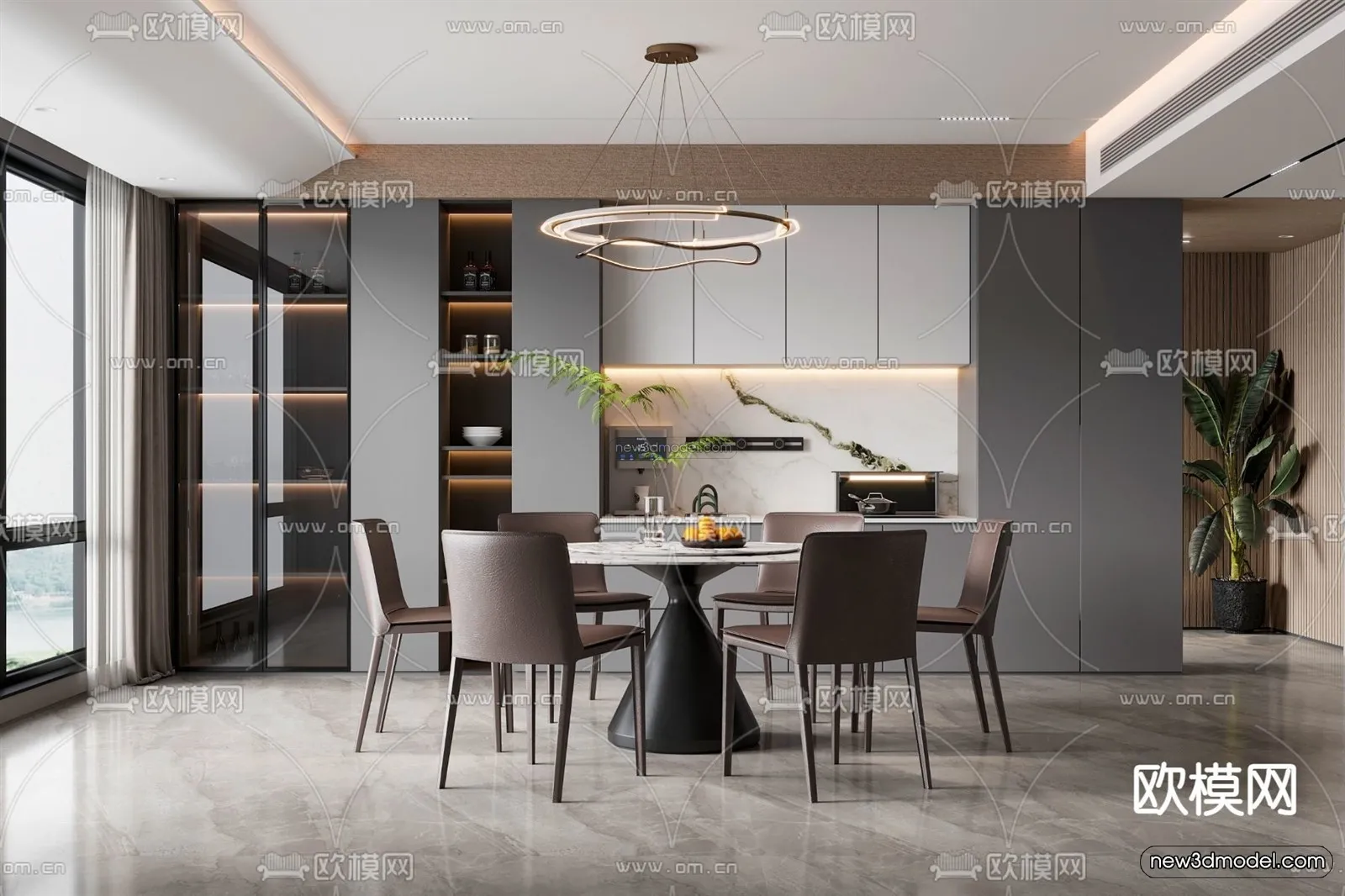 Modern Style Interior 3D Blocks – Dining Room 3D Model – 153 – VRAY Modern Style Interior 3D Blocks – Dining Room 3D Model – 153 – VRAY