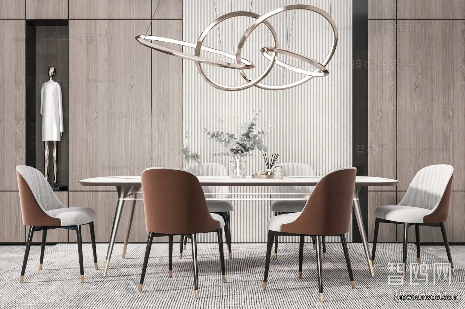 Modern Style Interior 3D Blocks – Dining Room 3D Model – 154 – VRAY Modern Style Interior 3D Blocks – Dining Room 3D Model – 154 – VRAY