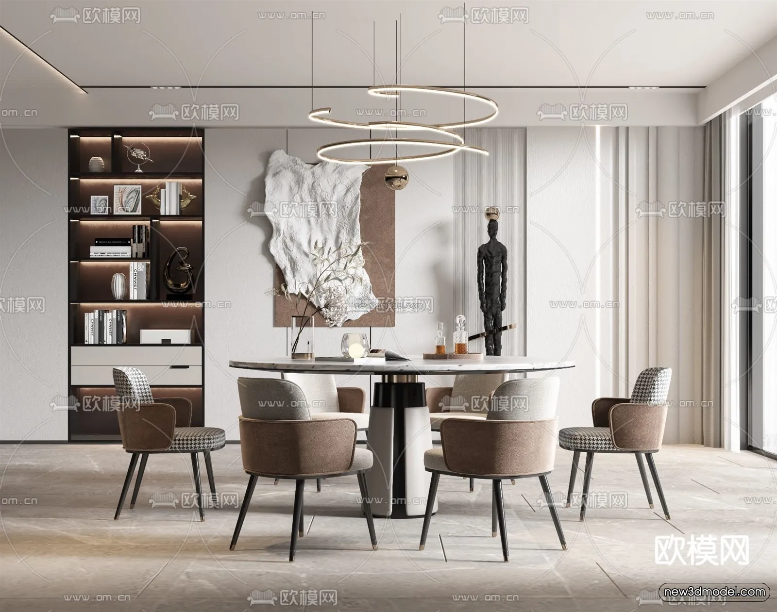 Modern Style Interior 3D Blocks – Dining Room 3D Model – 158 – VRAY Modern Style Interior 3D Blocks – Dining Room 3D Model – 158 – VRAY