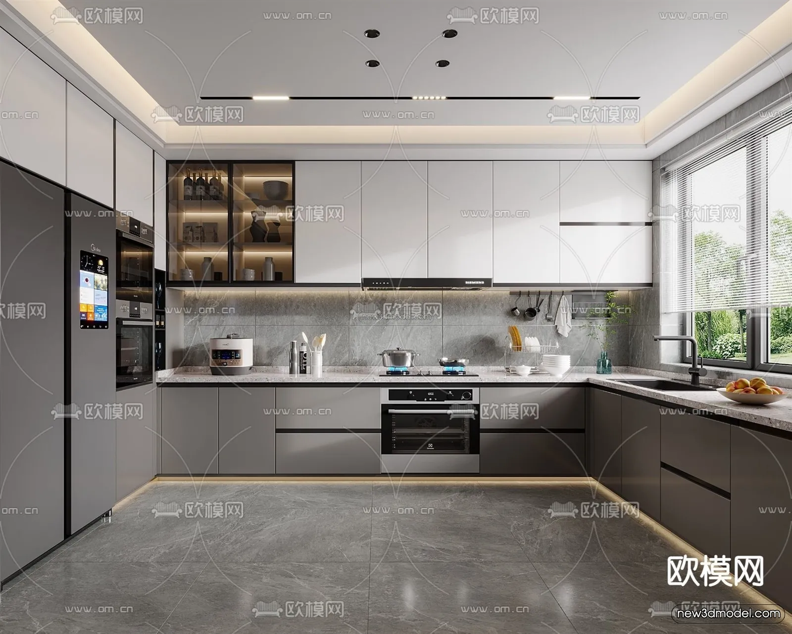 Modern Style Interior 3D Blocks – Kitchen 3D Model – 265 – VRAY