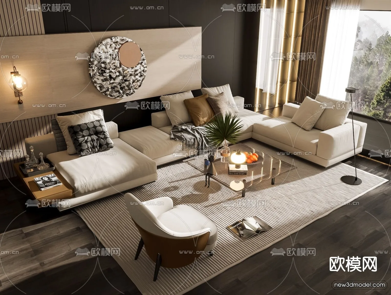 Modern Style Interior 3D Blocks – Living Room 3D Model – 002 – VRAY