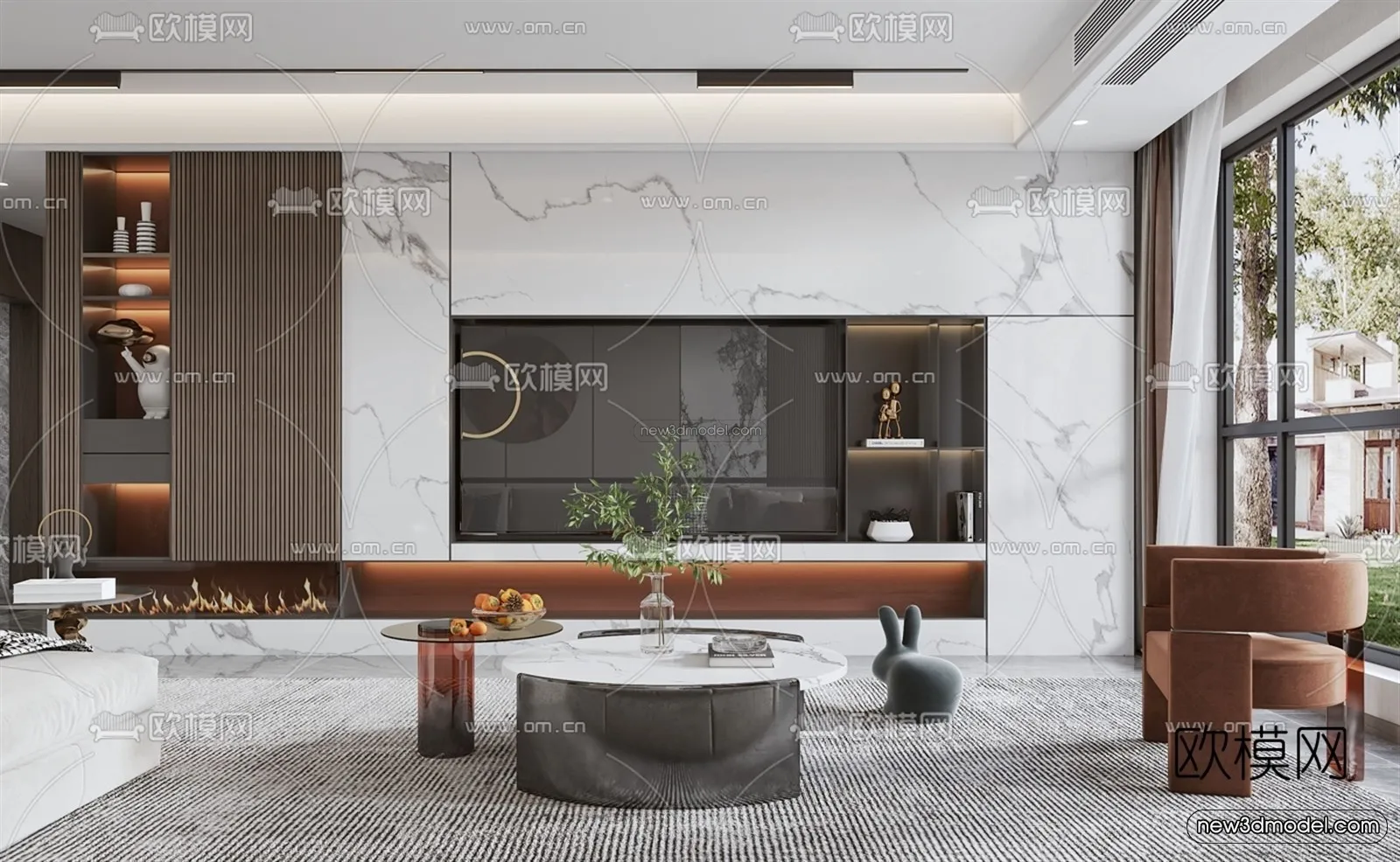 Modern Style Interior 3D Blocks – Living Room 3D Model – 003 – VRAY