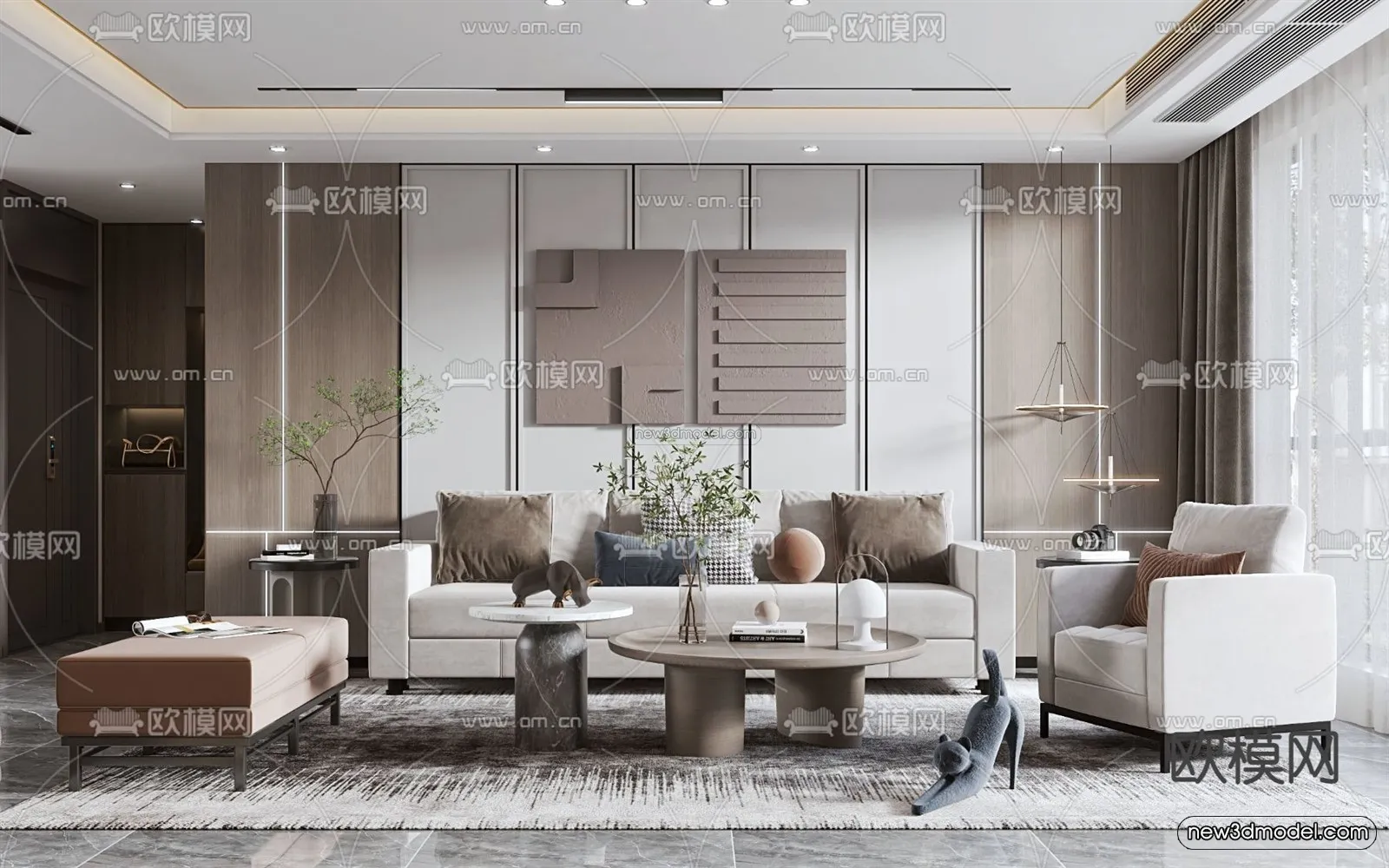 Modern Style Interior 3D Blocks – Living Room 3D Model – 007 – VRAY