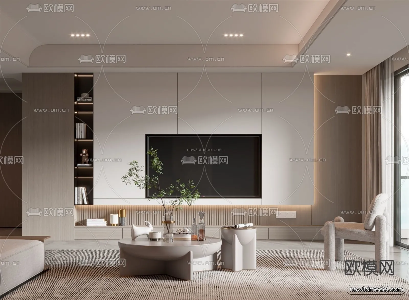 Modern Style Interior 3D Blocks – Living Room 3D Model – 008 – VRAY