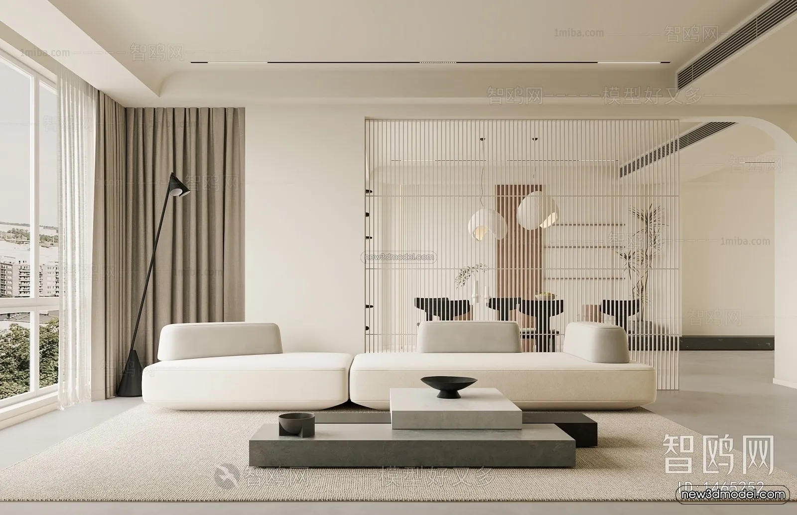 Modern Style Interior 3D Blocks – Living Room 3D Model – 012 – VRAY