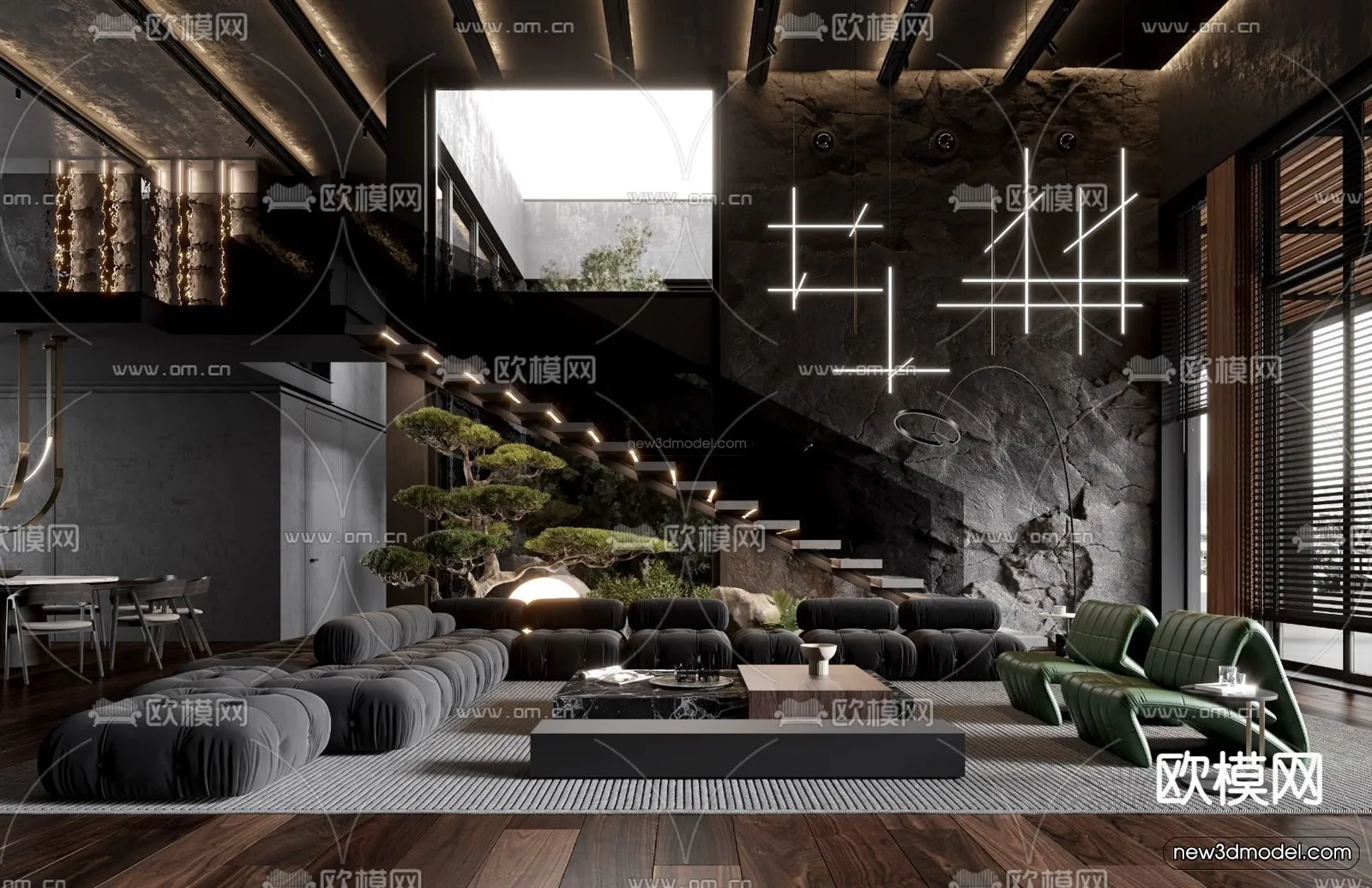 Modern Style Interior 3D Blocks – Living Room 3D Model – 013 – VRAY