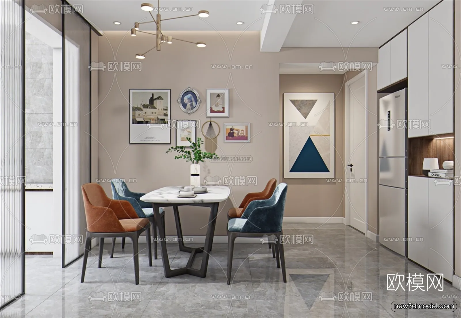 Modern Style Interior 3D Blocks – Living Room 3D Model – 017 – VRAY