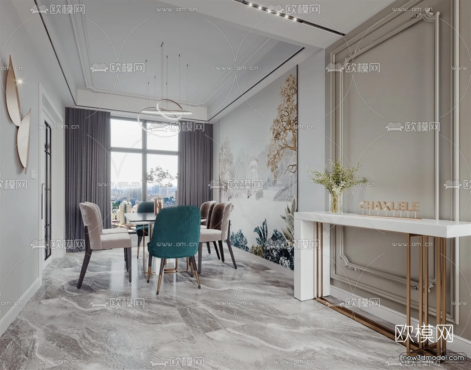 Modern Style Interior 3D Blocks – Living Room 3D Model – 018 – VRAY