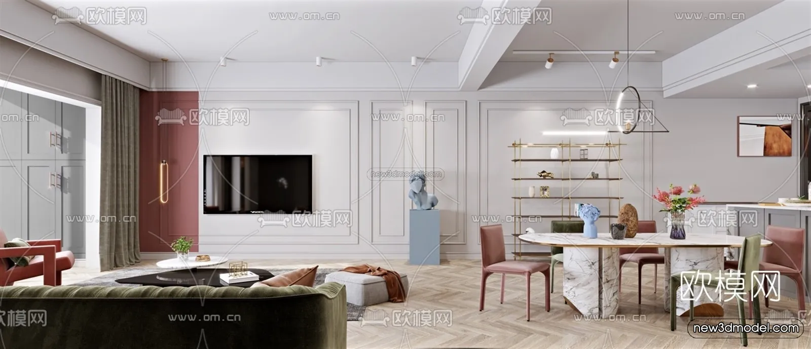 Modern Style Interior 3D Blocks – Living Room 3D Model – 019 – VRAY