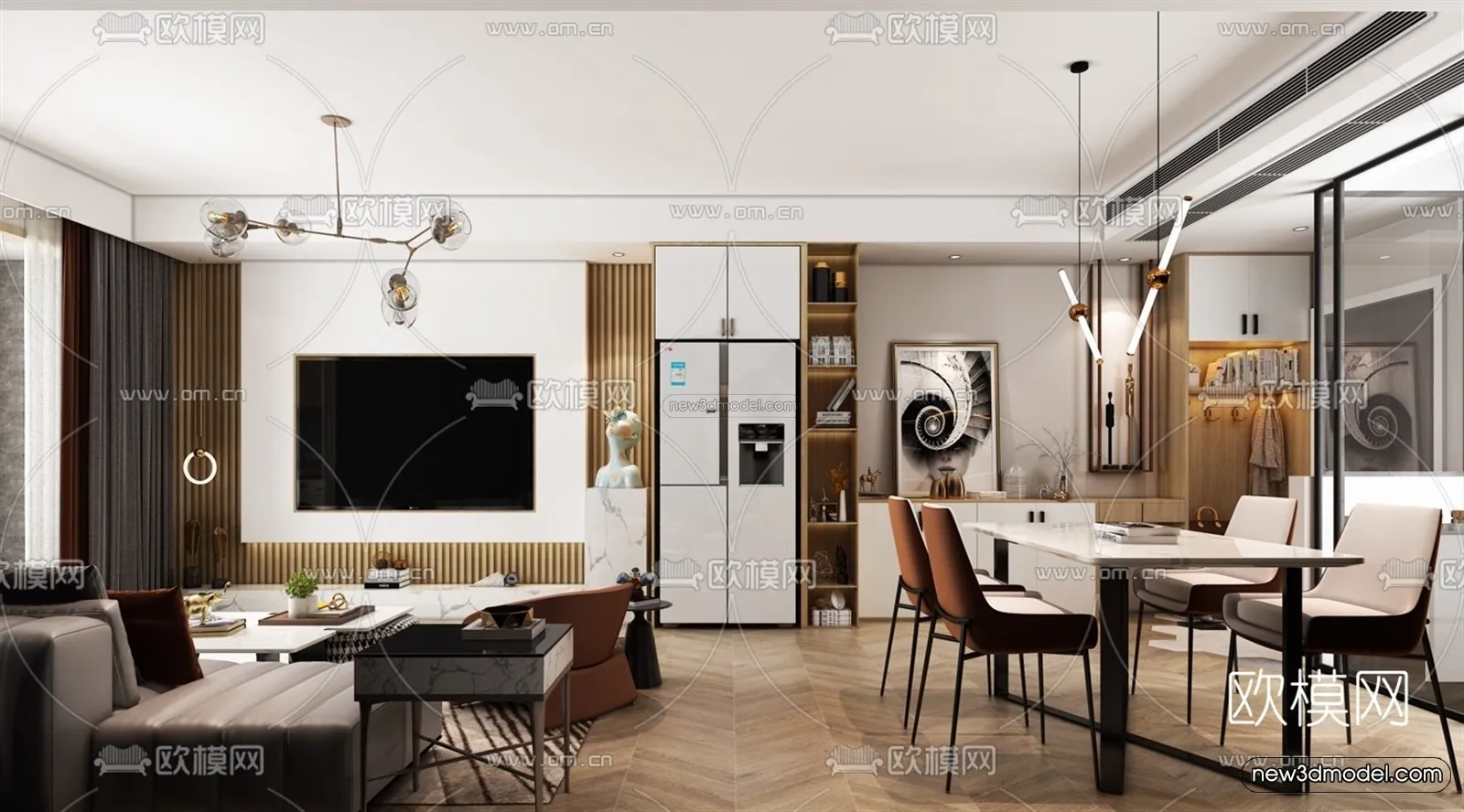 Modern Style Interior 3D Blocks – Living Room 3D Model – 020 – VRAY