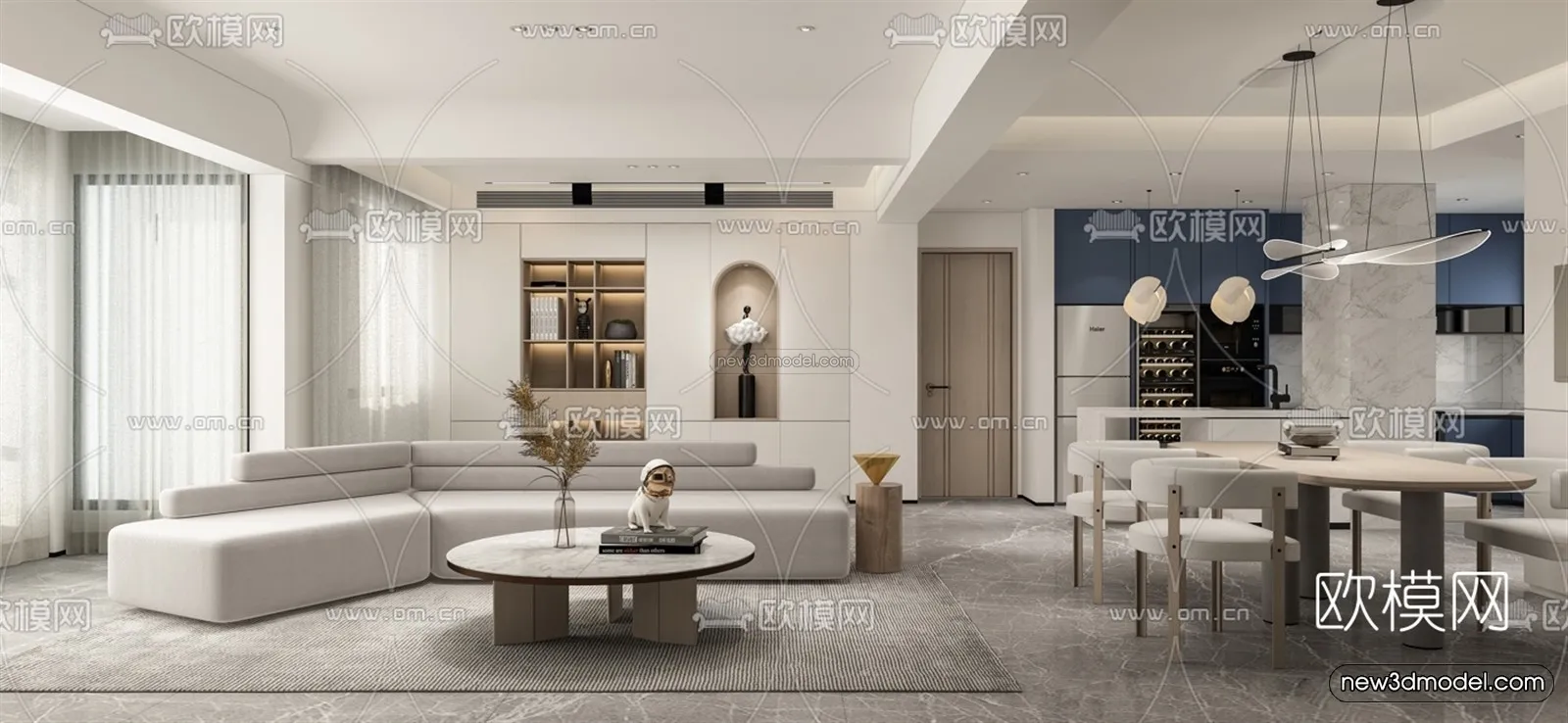 Modern Style Interior 3D Blocks – Living Room 3D Model – 022 – VRAY