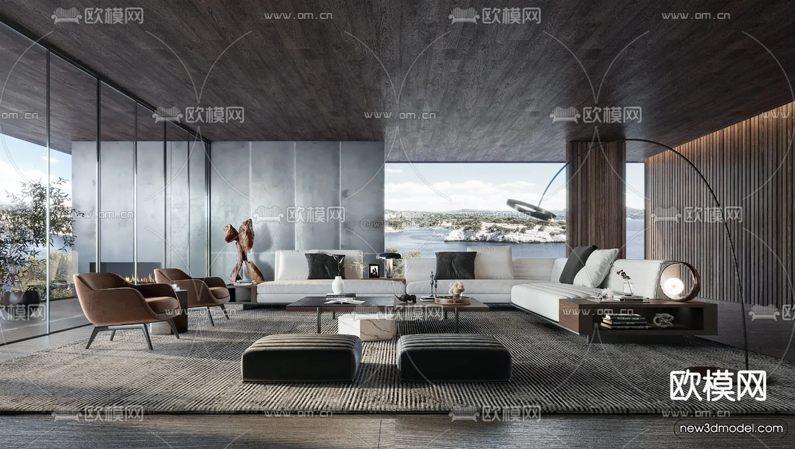 Modern Style Interior 3D Blocks – Living Room 3D Model – 024 – VRAY